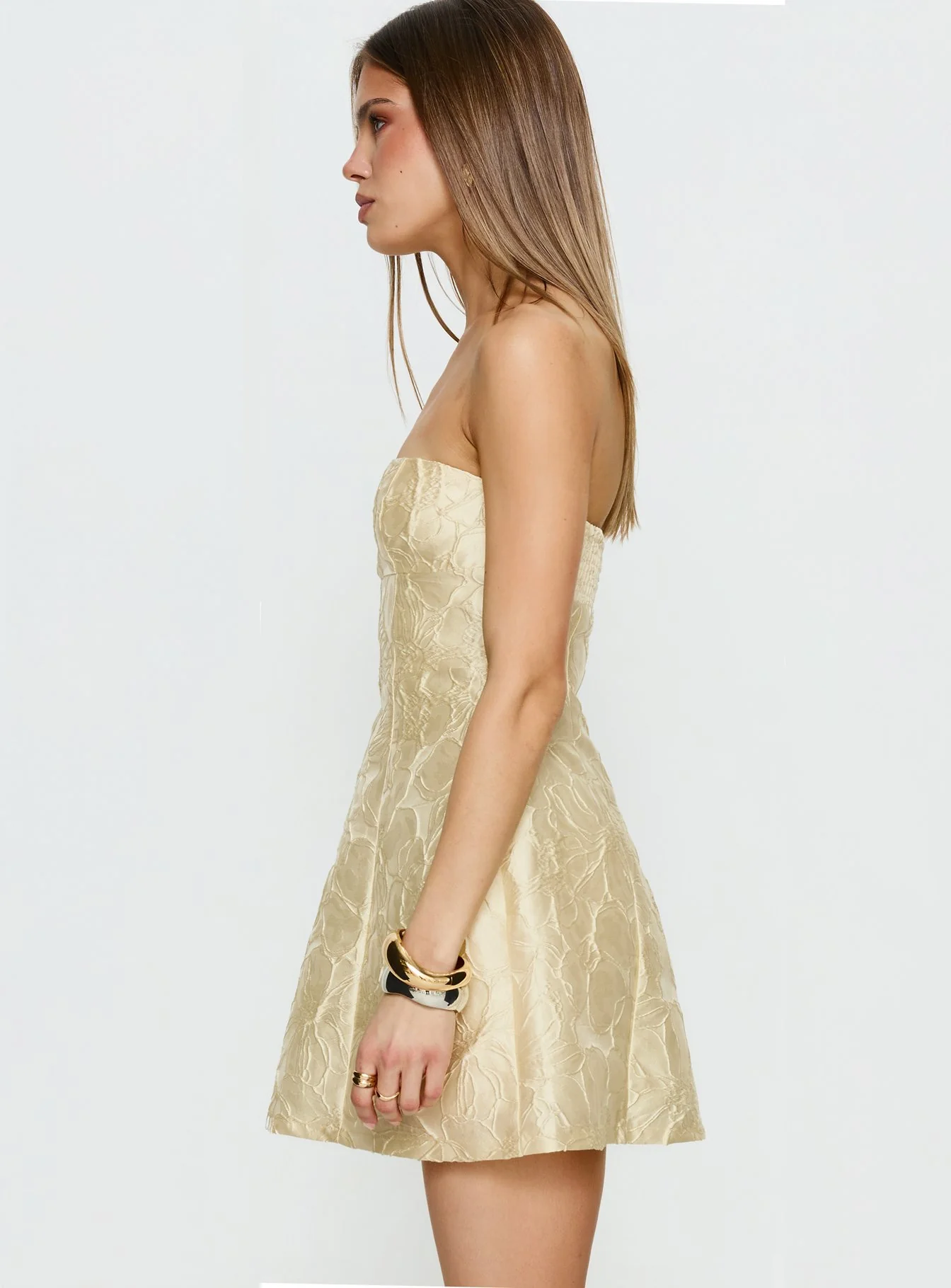 Cross Your Heart Strapless Mini Dress Lemon - luluinthesky