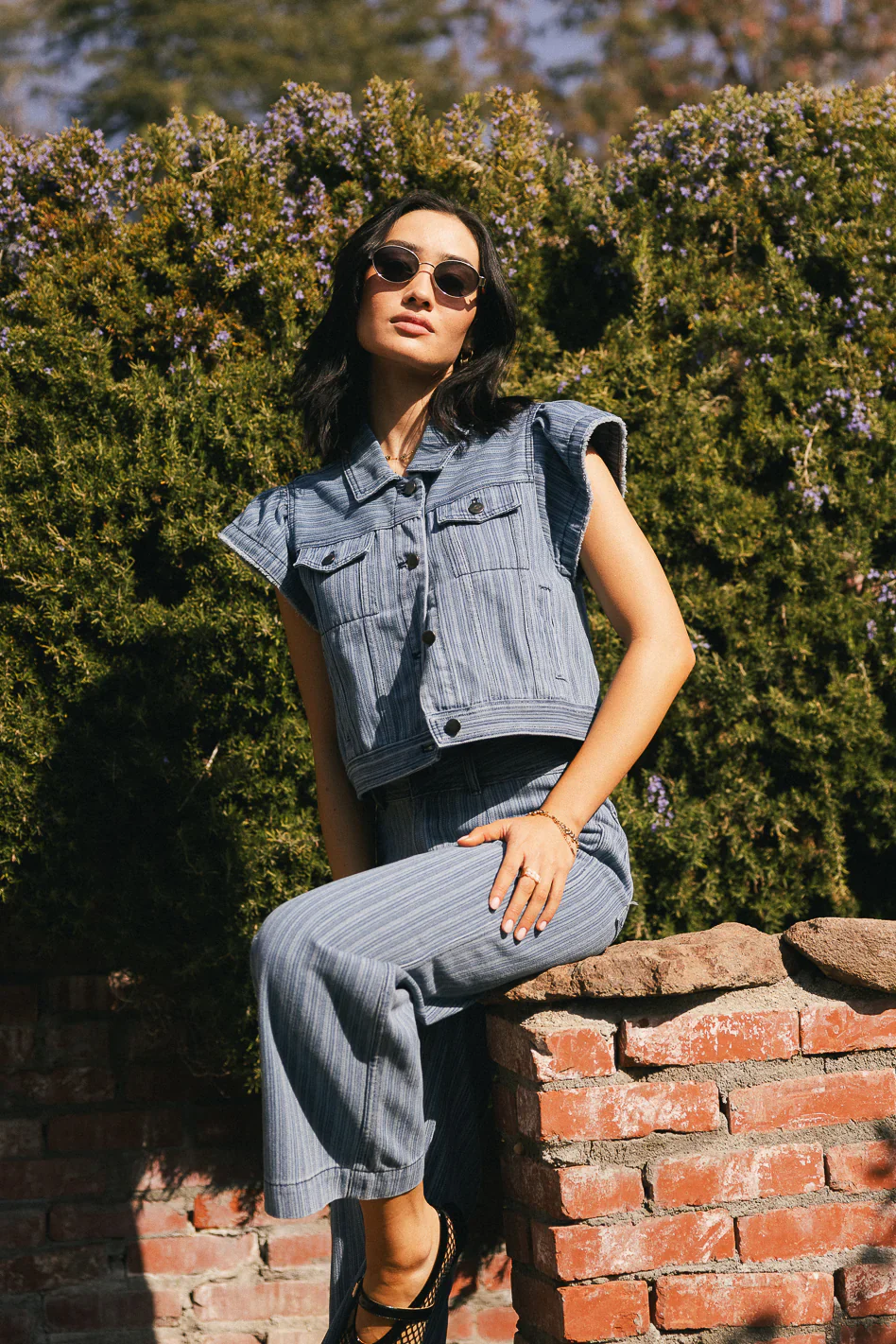 Jennie Denim Striped Button Up