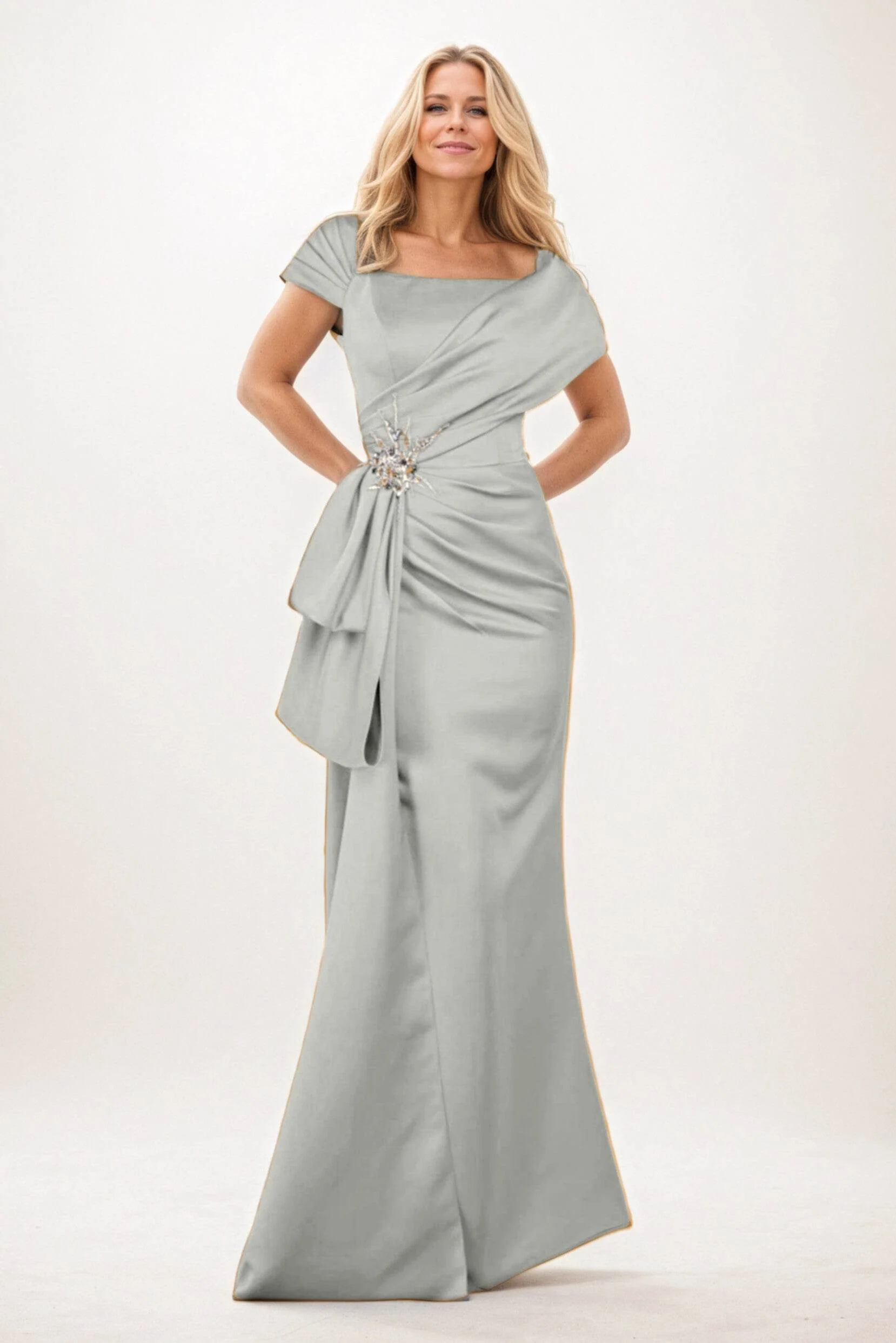Trumpet-Mermaid Maxi Satin Mother of the Bride Dresses CM0385