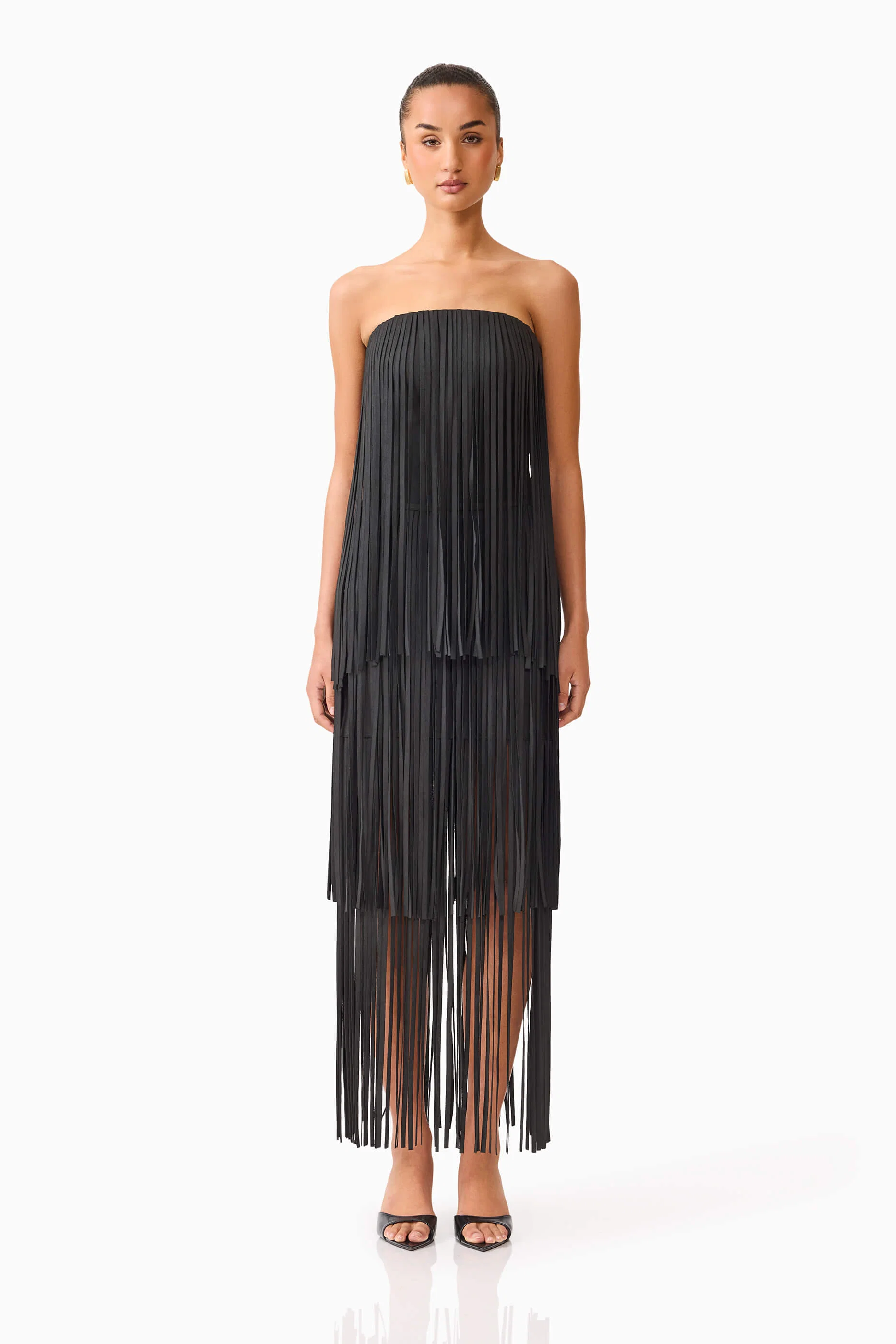 Alya Tiered Maxi Dress in Black