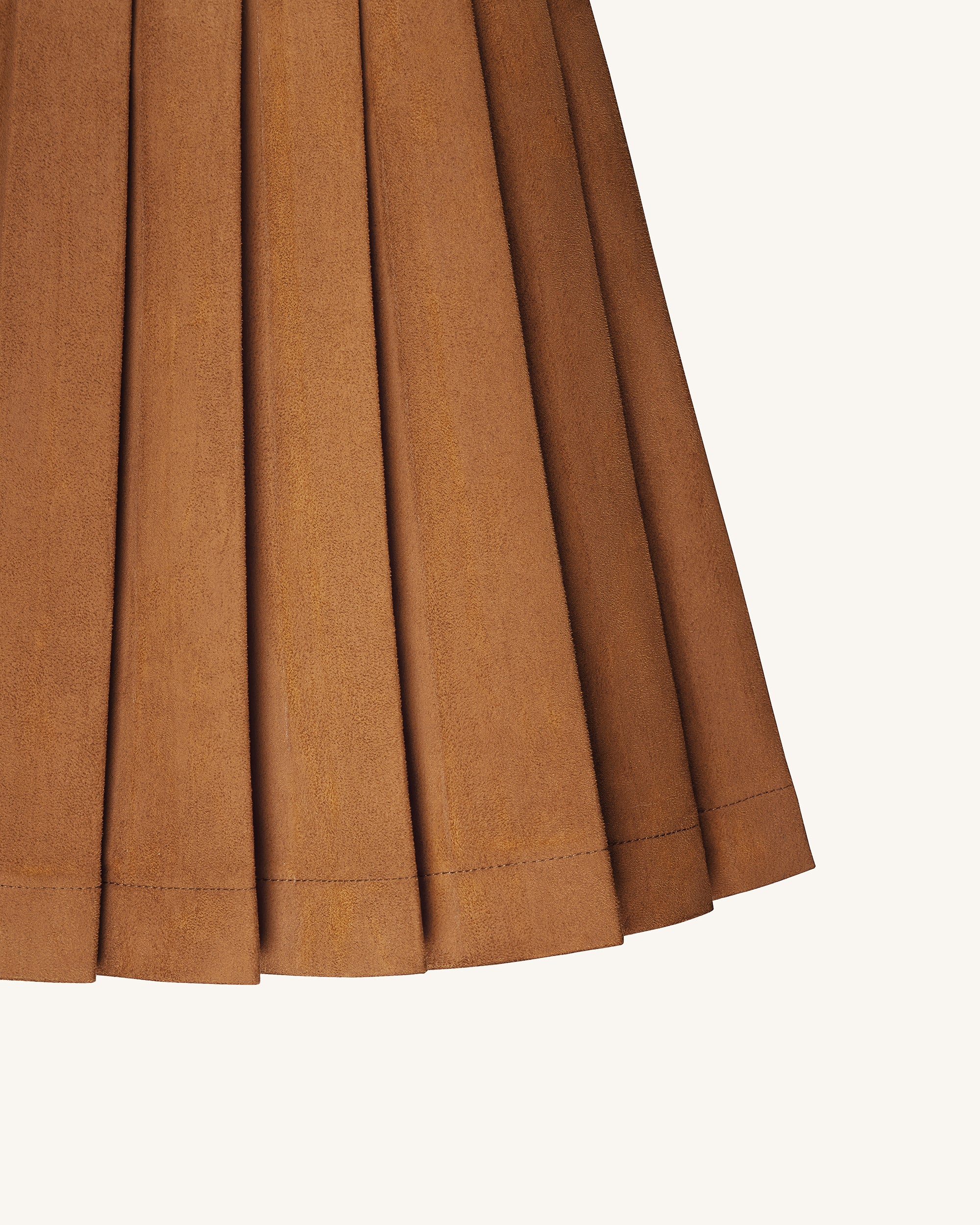 Ellie Pleated Velvet Dress - Caramel - FASHION NOB