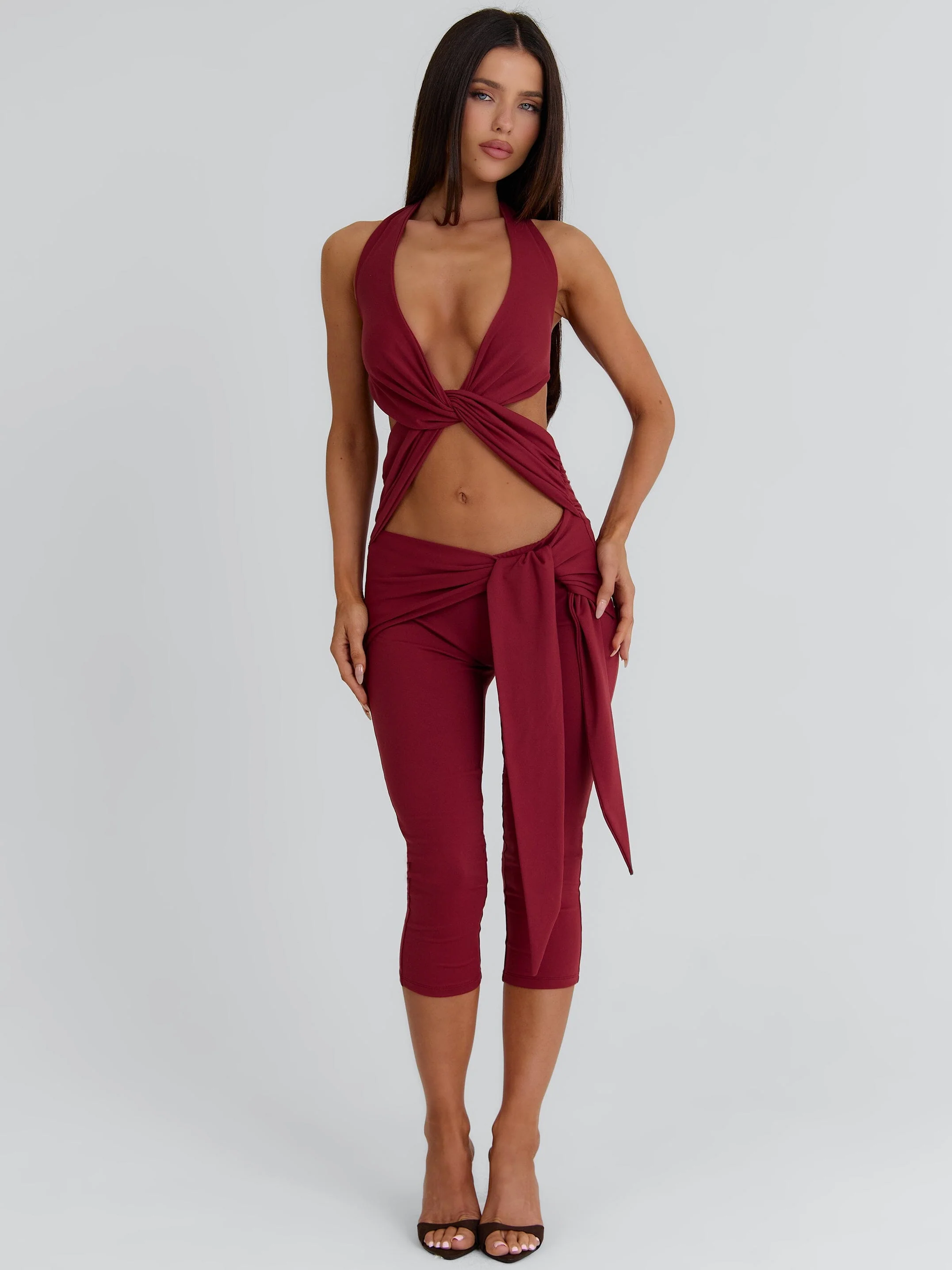 EUGENIA CAPRI JUMPSUIT BURGUNDY