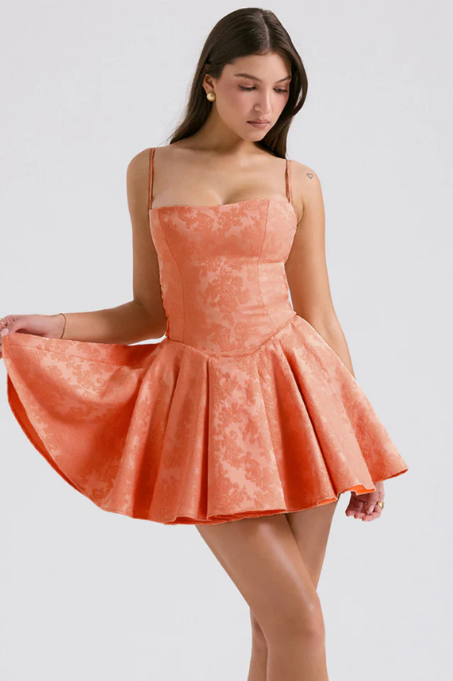 Rosalinda Pink Jacquard Bow Mini Skirt