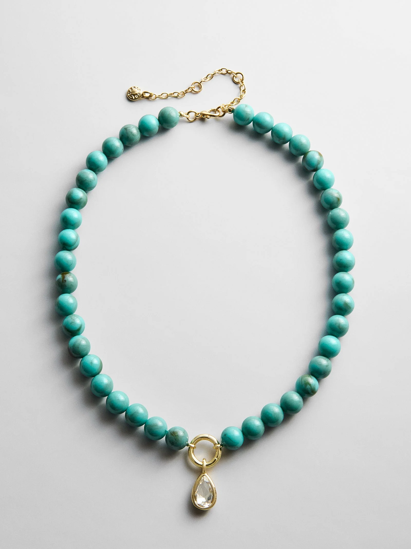 Janette Beaded Ring Necklace - Turquoise Bead