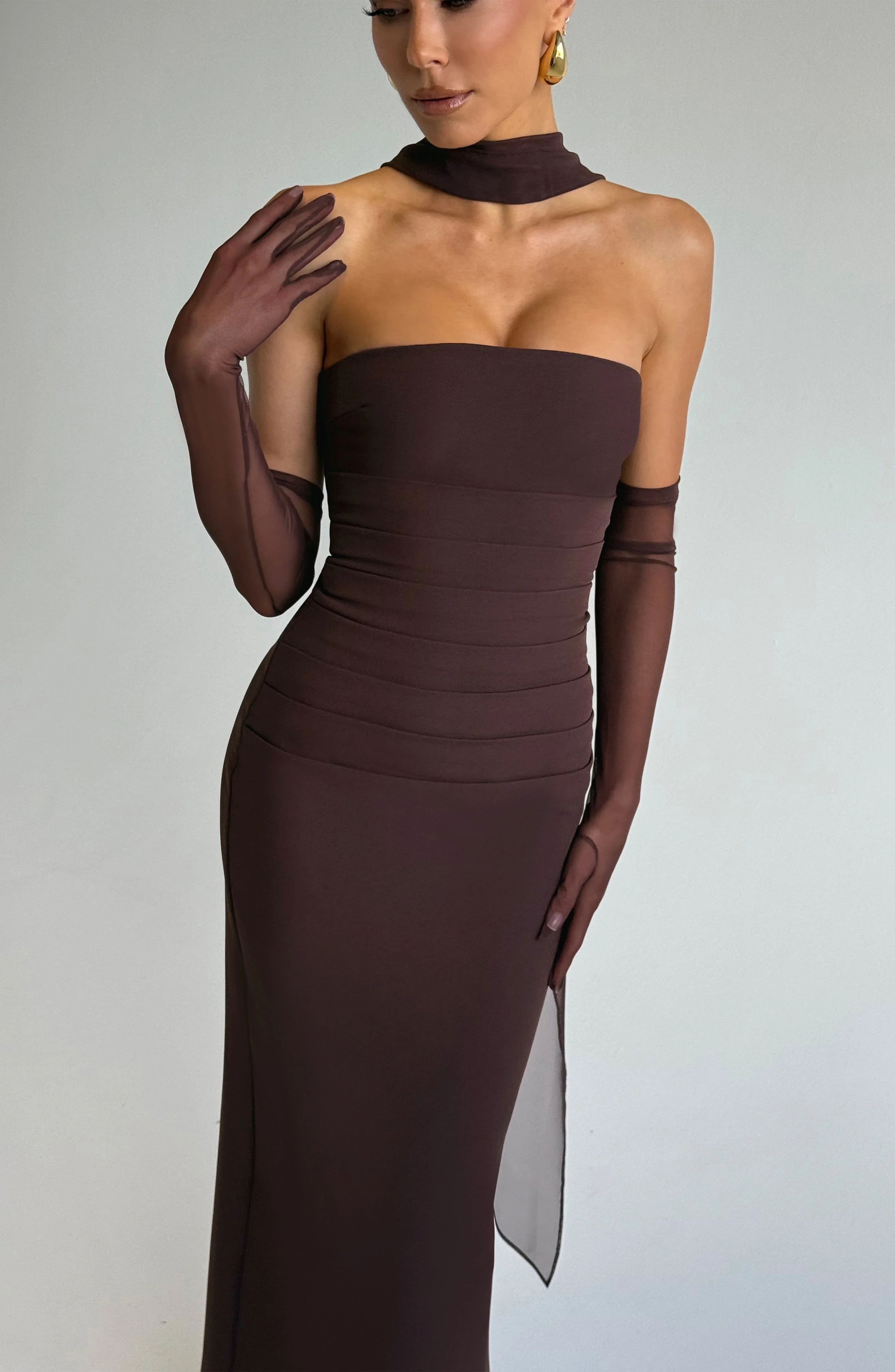 Yulia Maxi Dress - Plum Brown