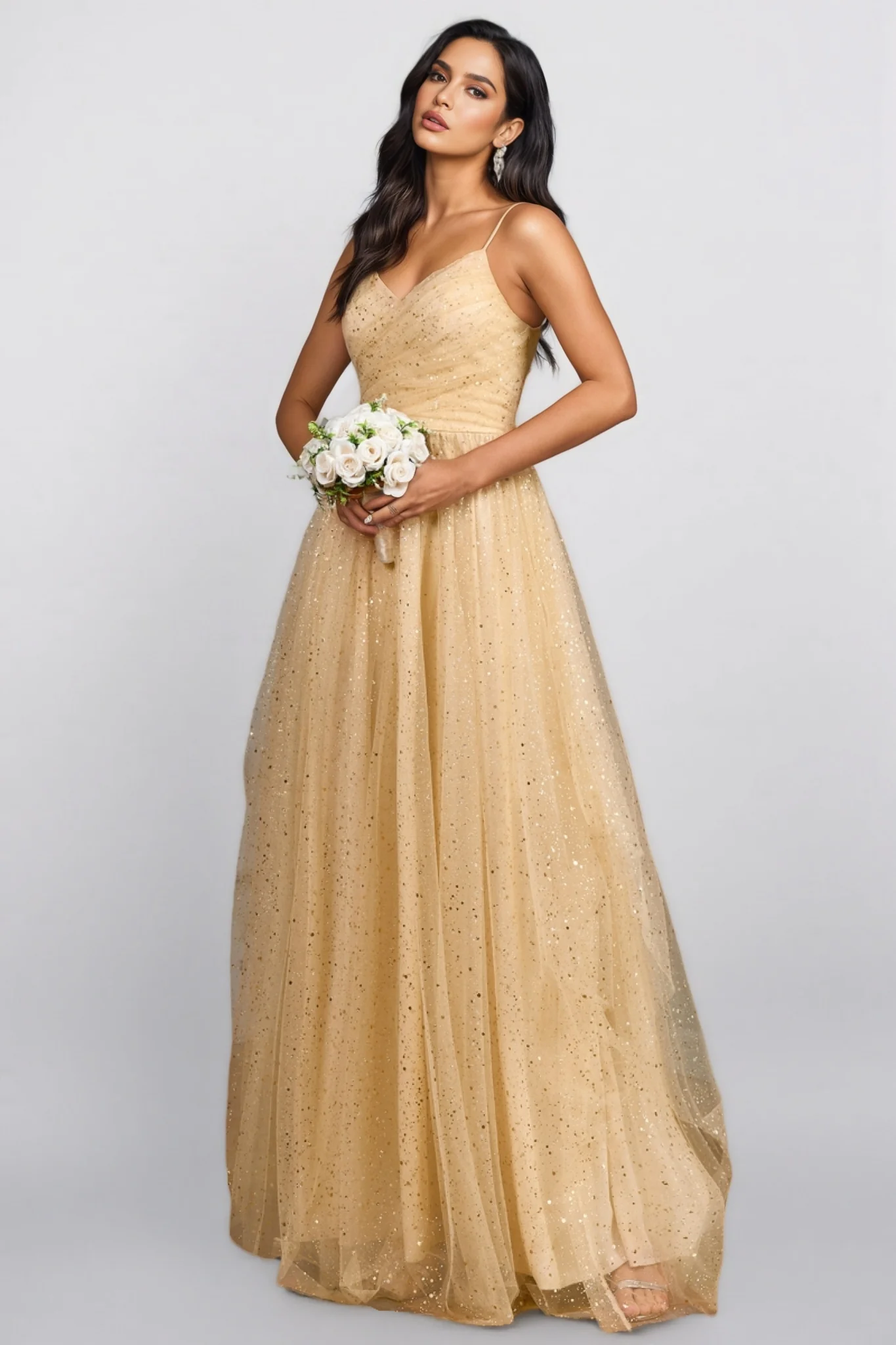 Ilian Halter V-Neck Sequin Maxi Dress