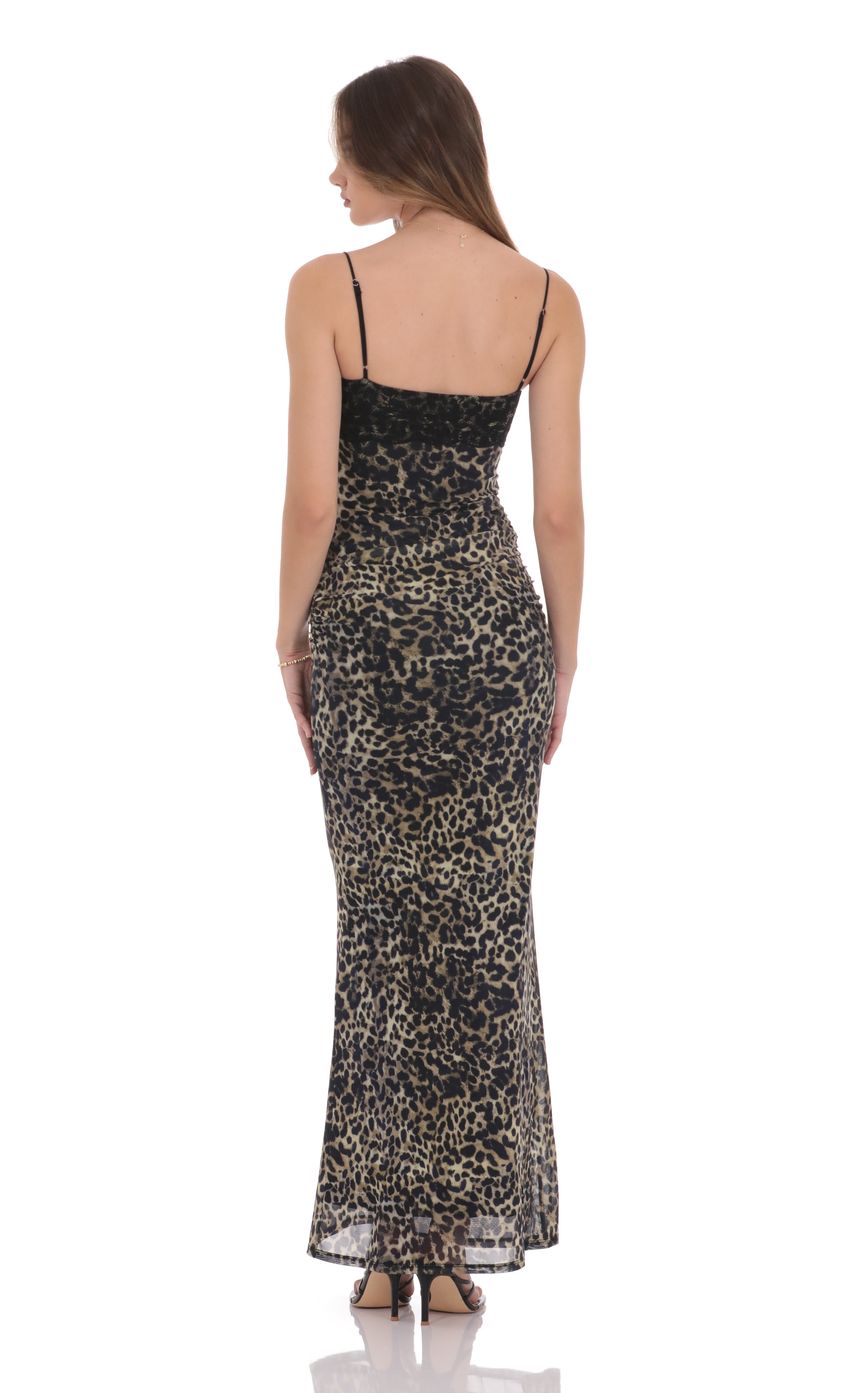 Lace Bust Maxi Dress in Cheetah Print