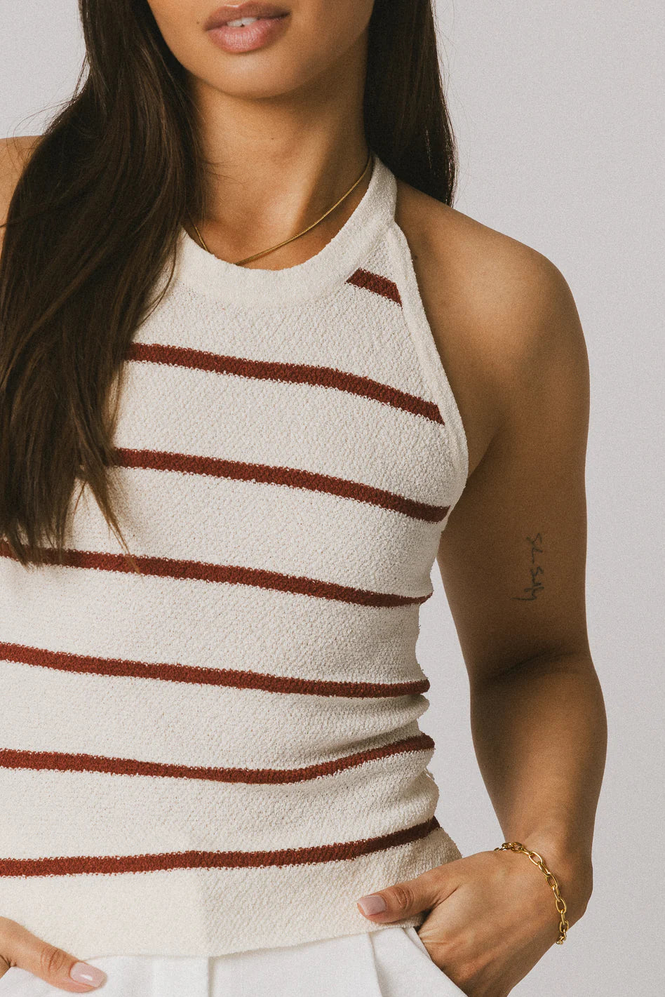 Kamari Striped Tank Top in Marsala