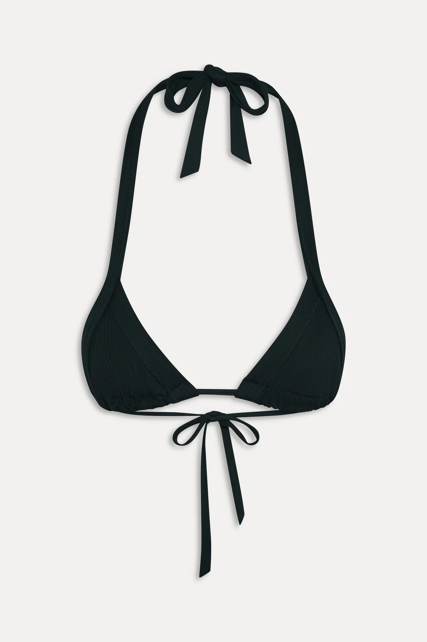 Taite Ribbed Triangle Bikini Top - Black