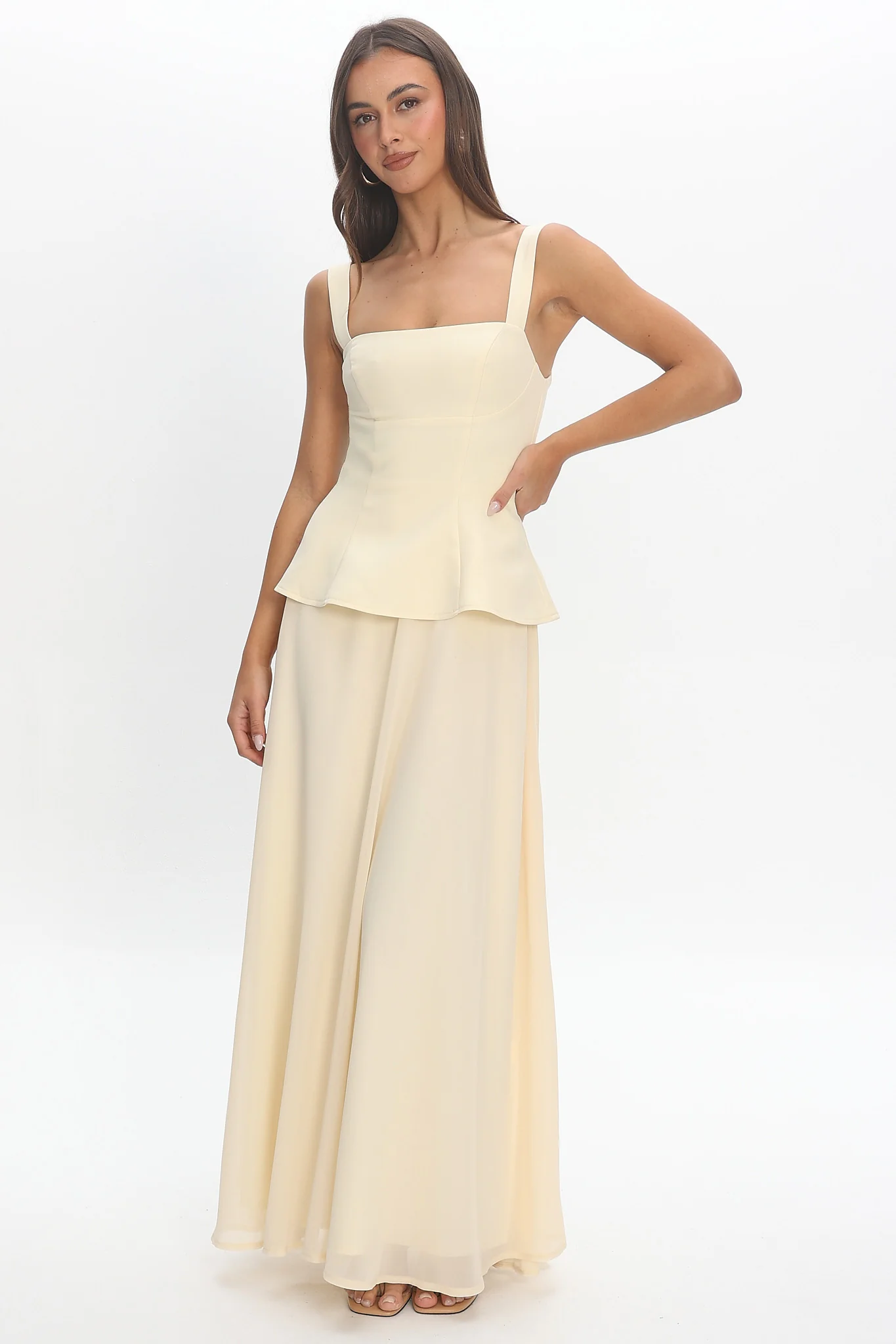 Sweet Tooth Peplum Maxi Dress Butter Yellow - luluinthesky
