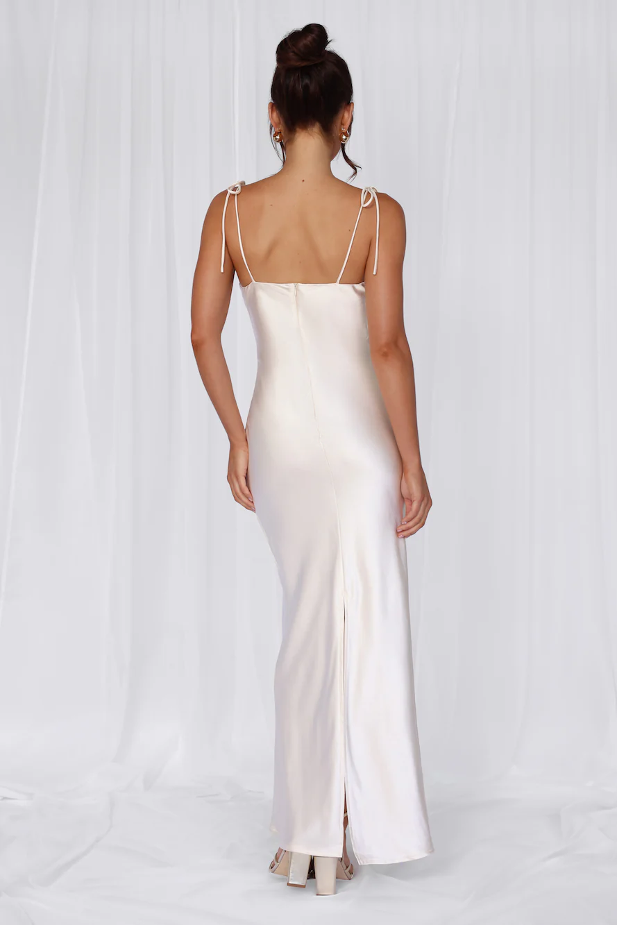 HELLO MOLLY The Penelope Cowl Satin Maxi Dress Pearl - luluinthesky