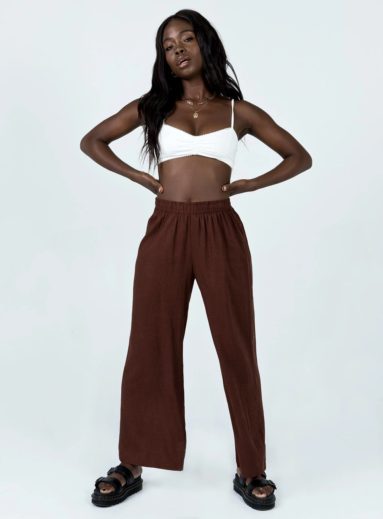 Louis Linen Blend Pants Brown