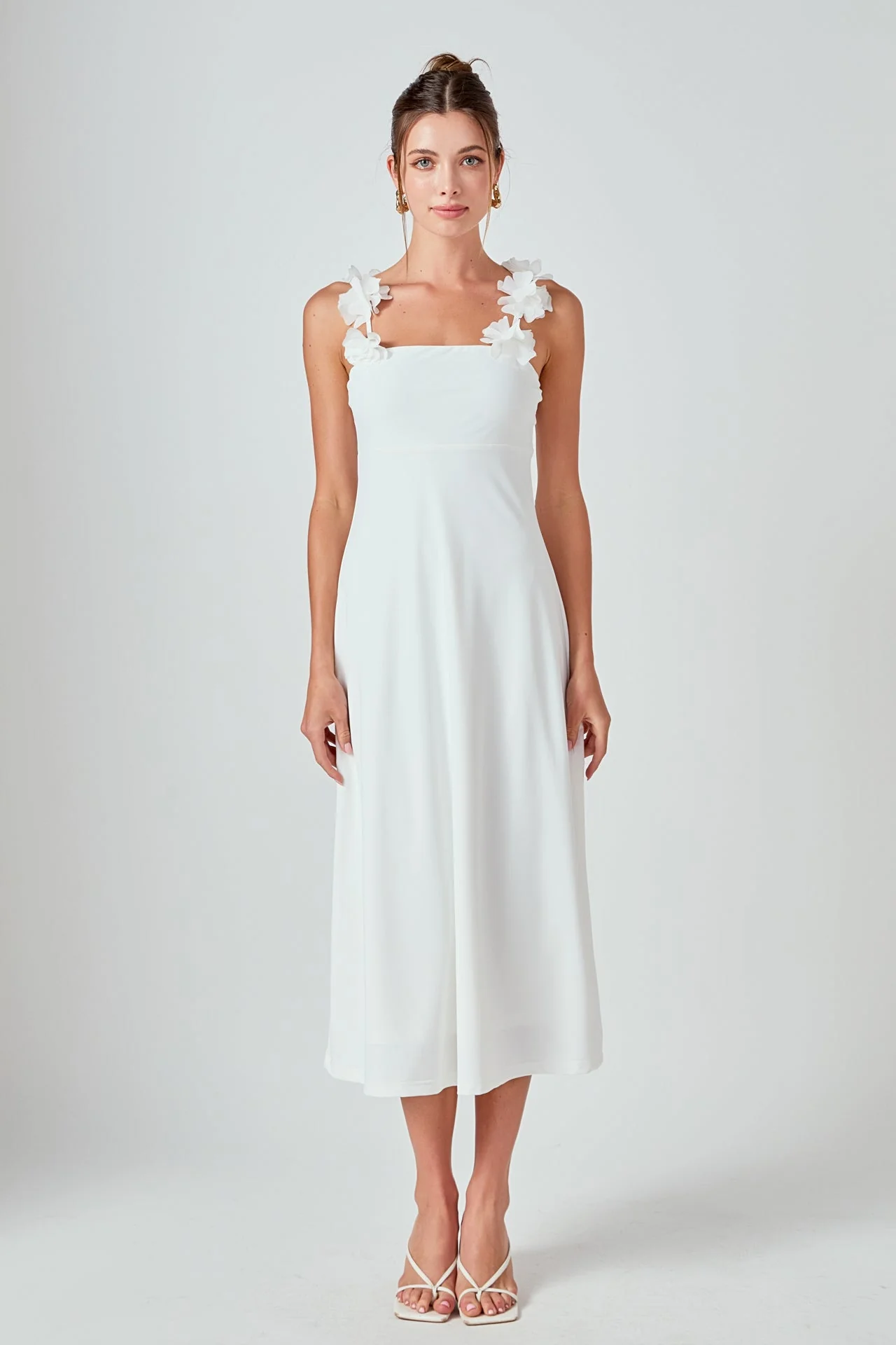 Rosette Shoulder Maxi Dress