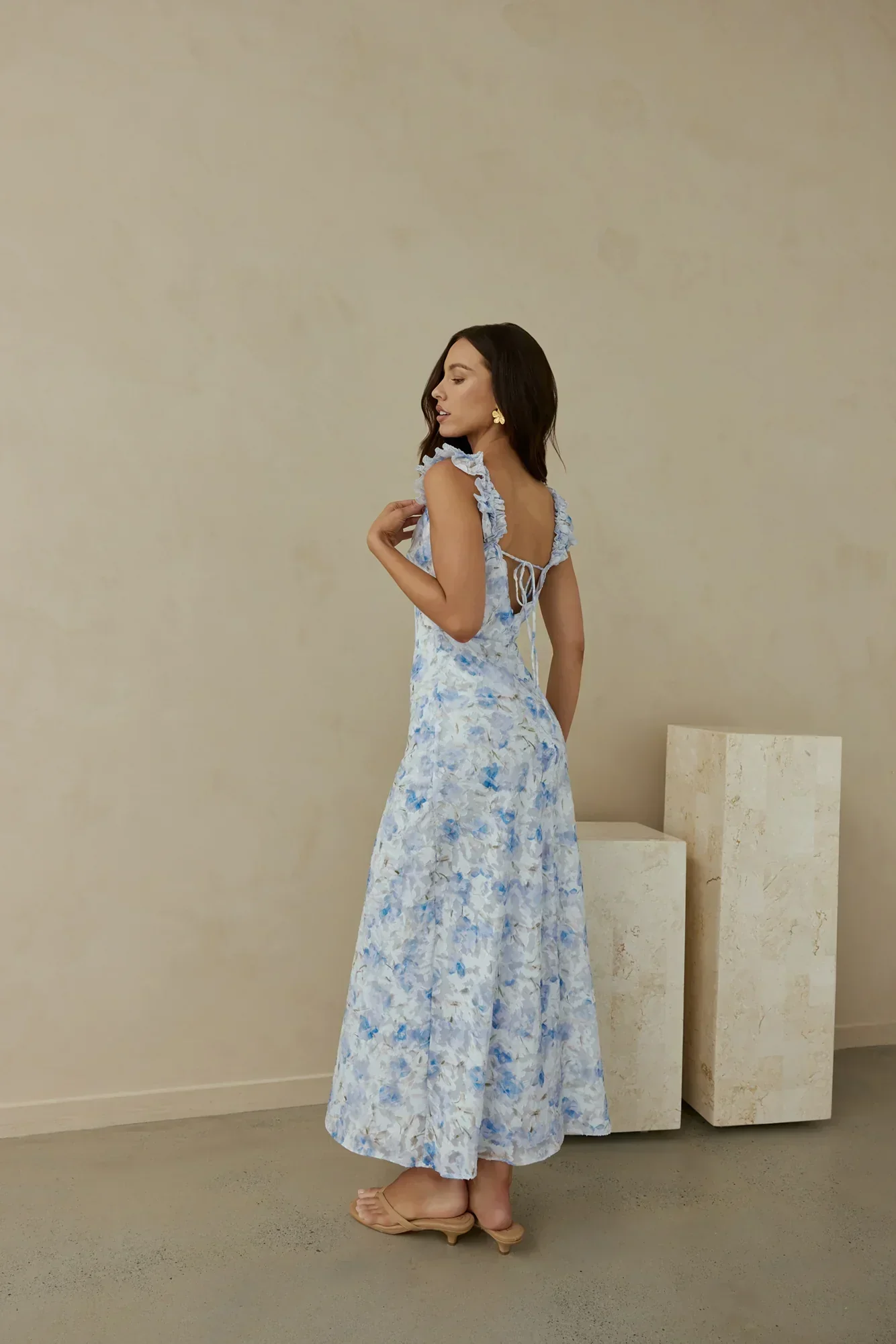 Rose Petal Reverie Midi Dress Blue - luluinthesky