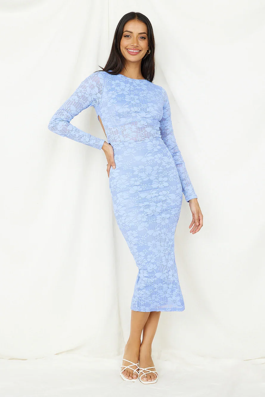 Sudden Moments Midi Dress Blue