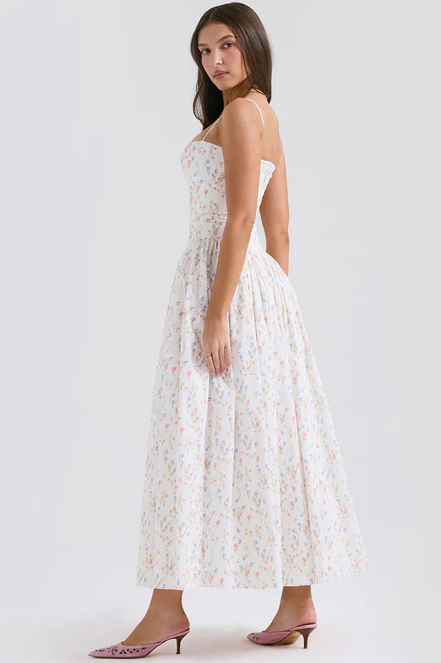 Isabella White Cotton Sundress