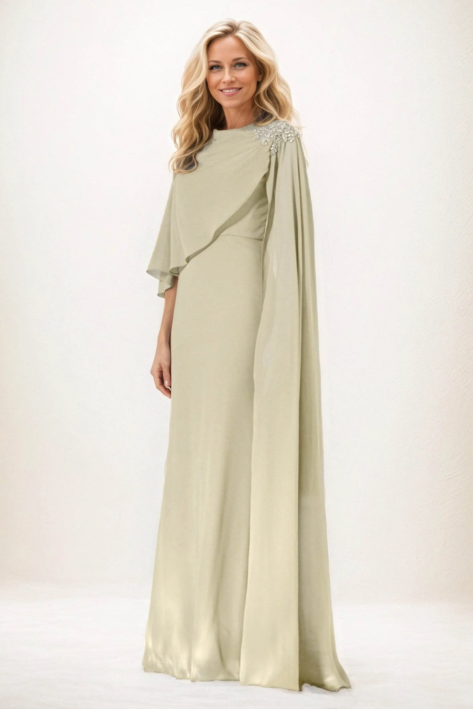 Sheath-Column Maxi Chiffon Mother of the Bride Dresses CM0388