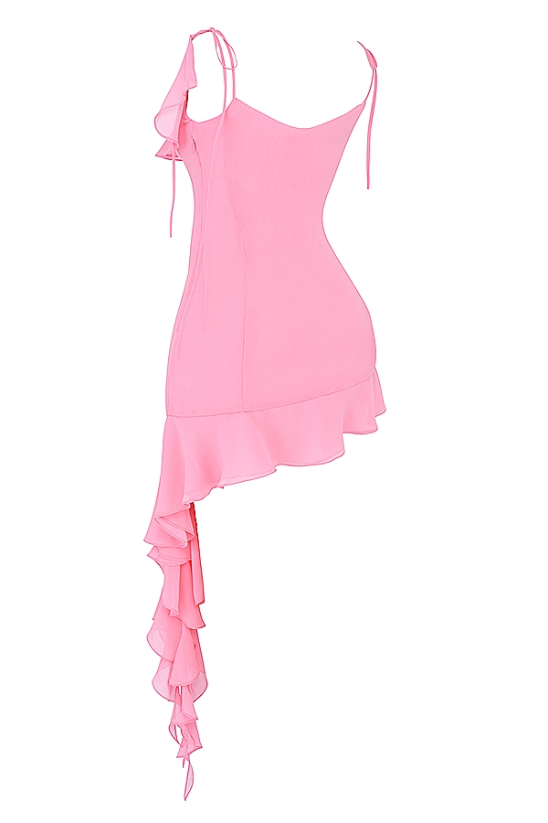 French Pink Ruffle Mini Dress