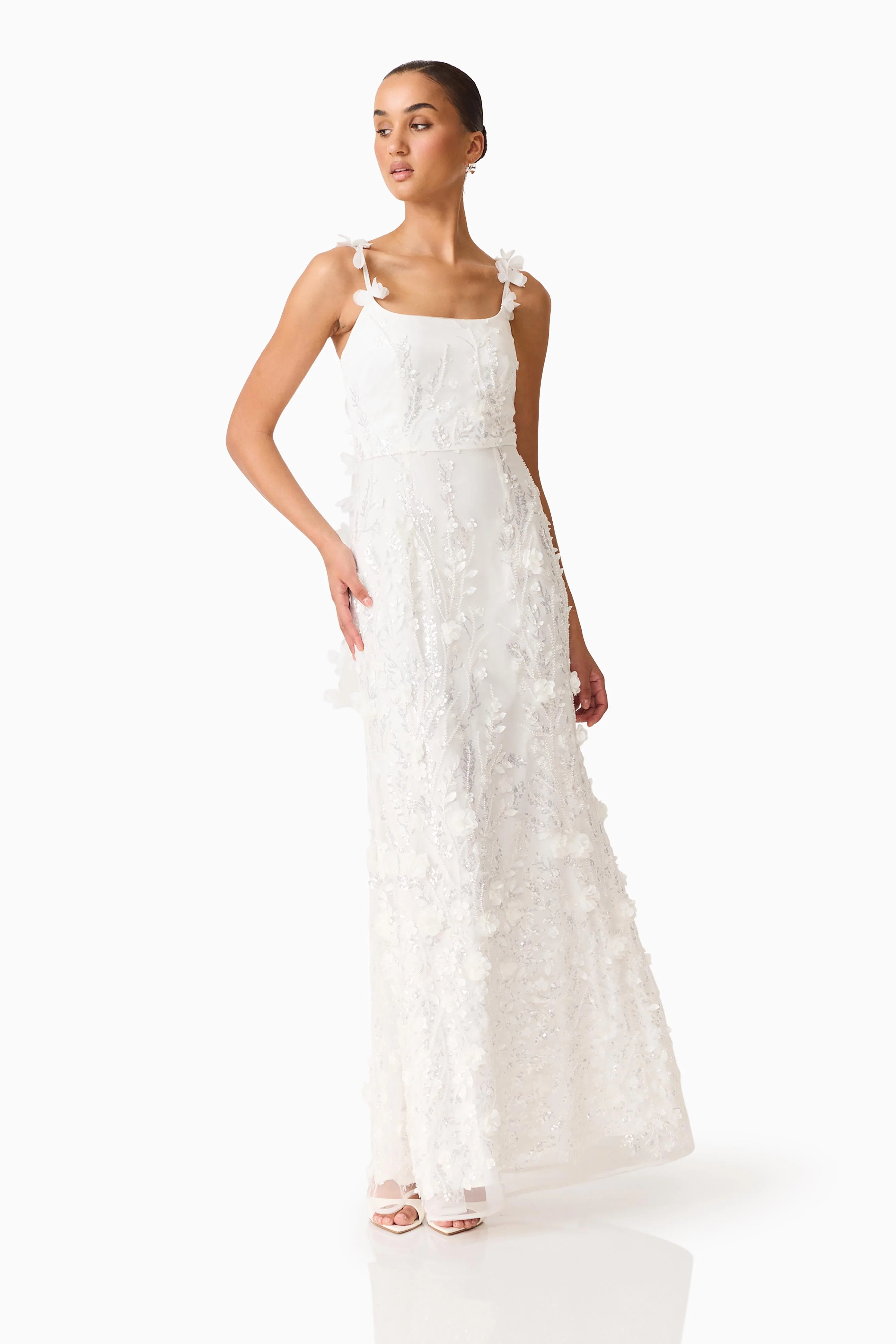 Rina Beaded Gown in White