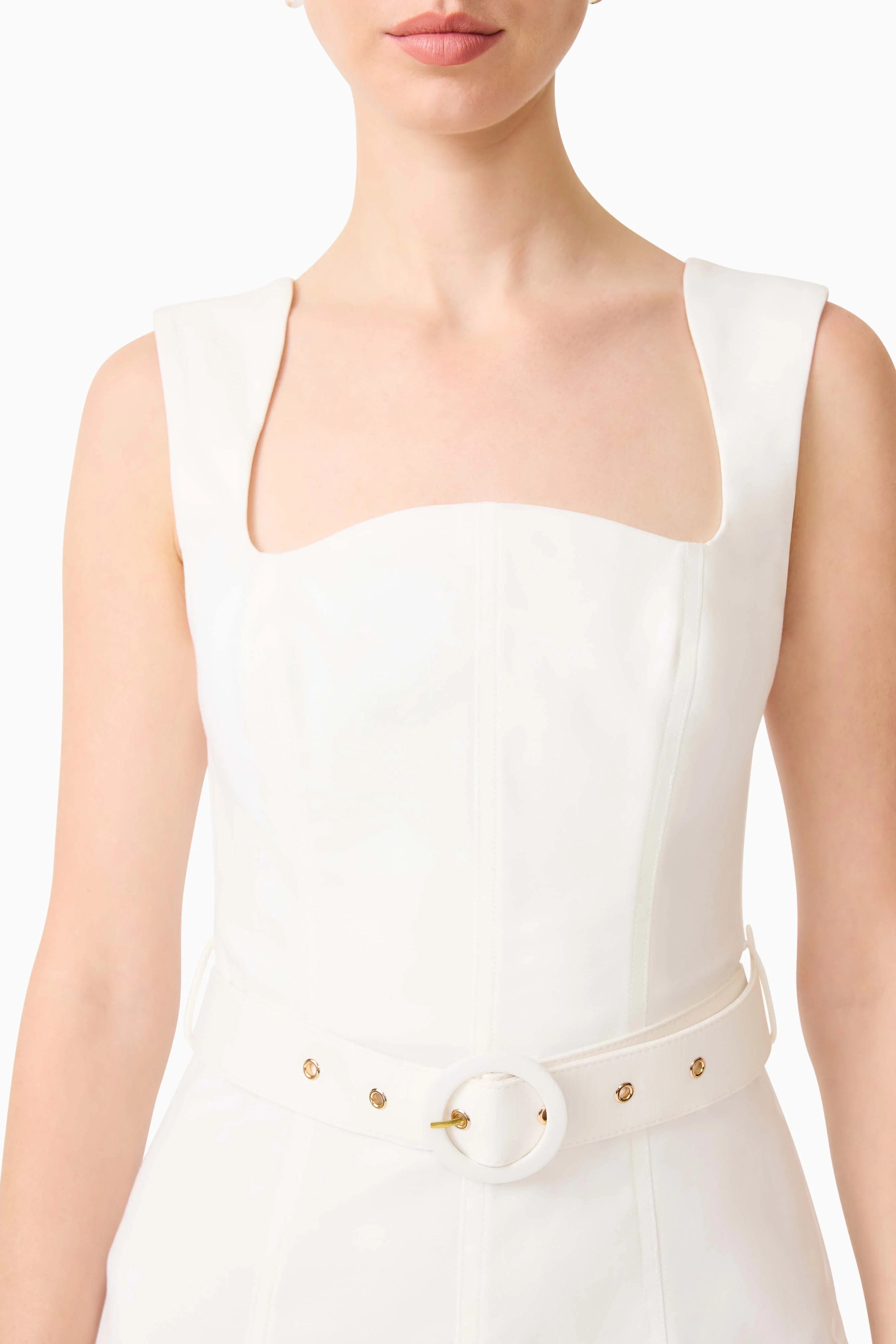 Nydia Fit & Flare Maxi Dress in White