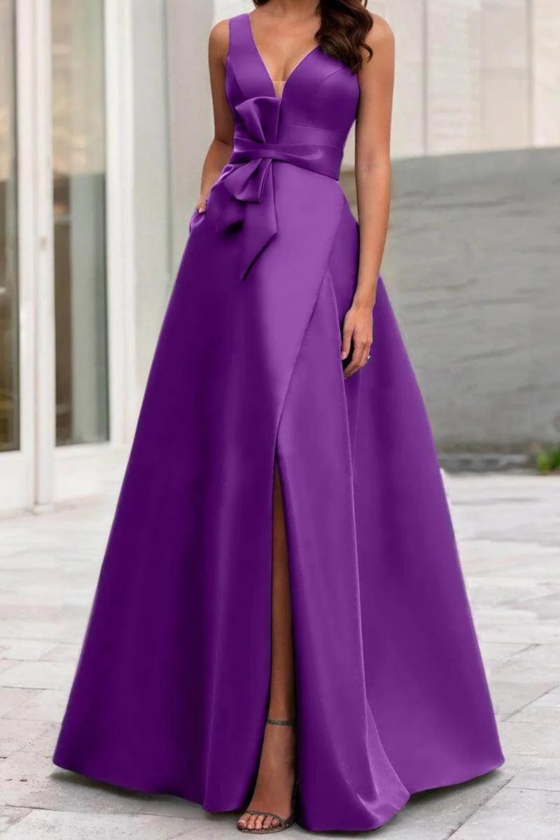 A Line V Neck Sleeveless Mother Of The Bride Dresses CM0341