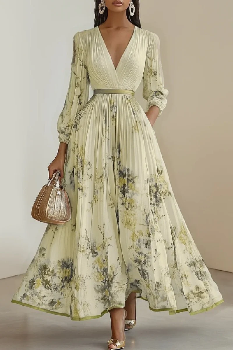 A-Line Tea Length Chiffon Wedding Guest Dress 891554880016