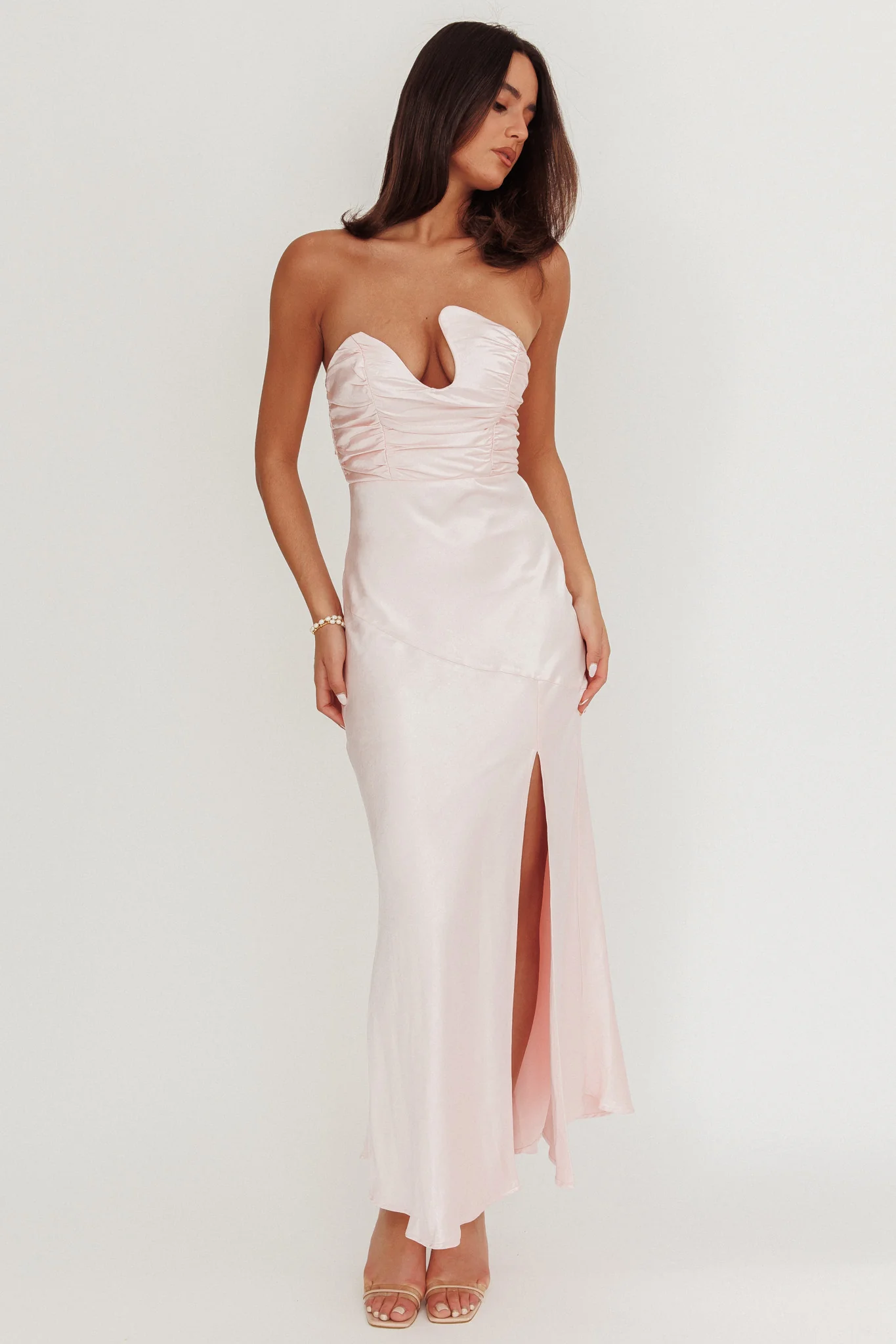 Blaise Asymmetric Neckline Maxi Dress Pink - luluinthesky