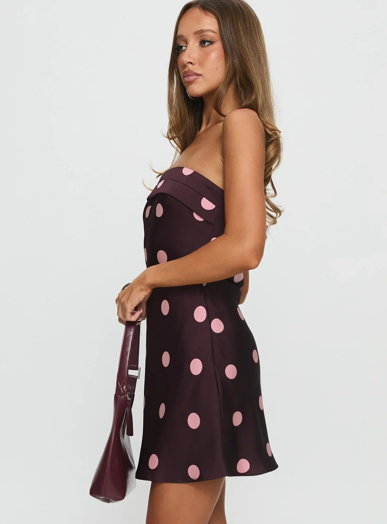 Phillipa Mini Dress Plum / Pink Polka Dot - luluinthesky
