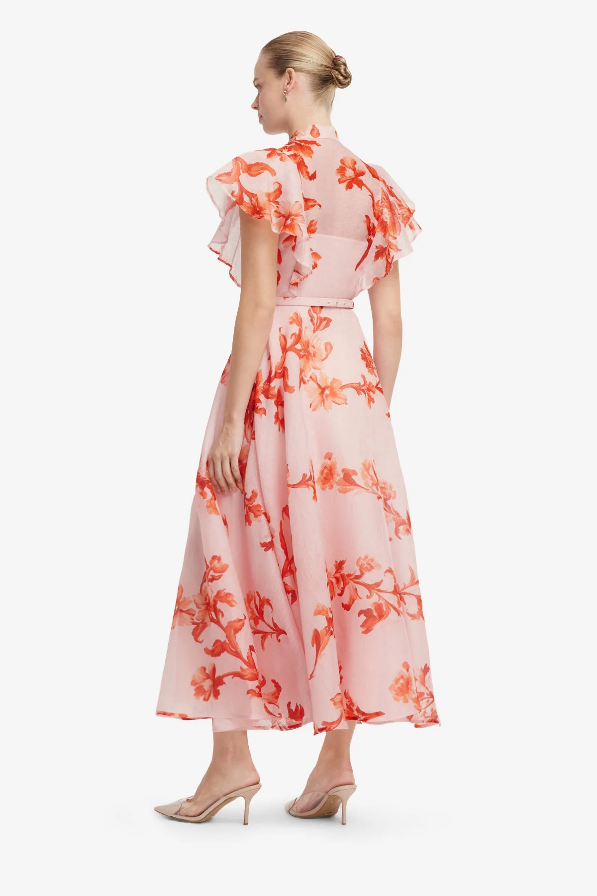 Elsie Flutter Sleeve Midi Dress - Magnolia Print