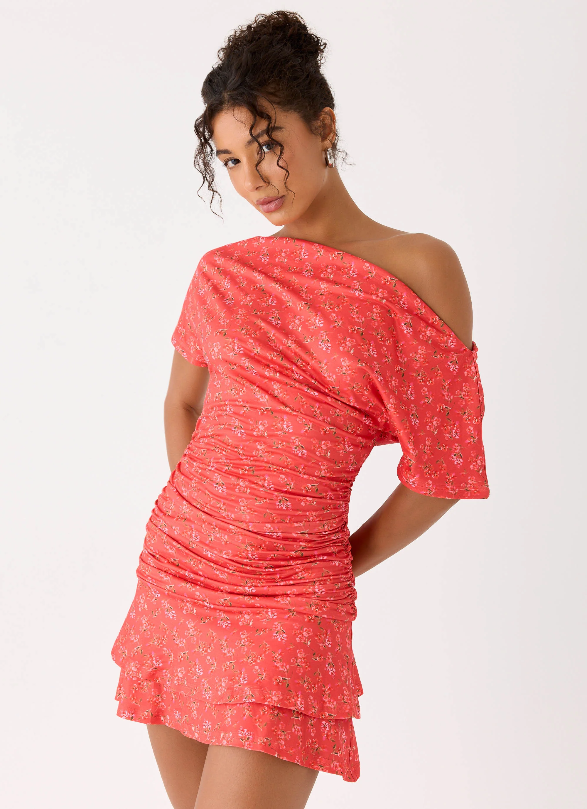 Antonie Mini Dress - Magenta Red Rose