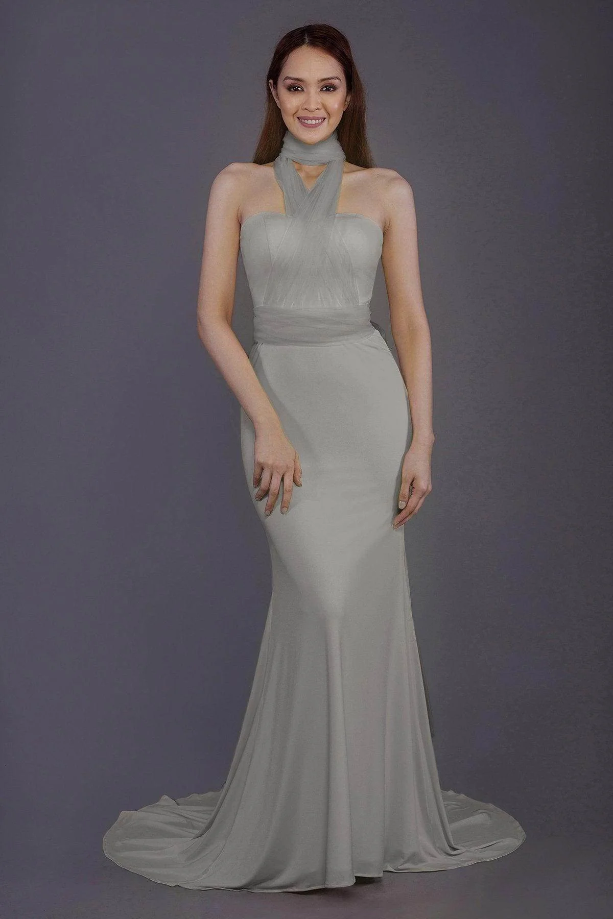Mermaid Court Train Knitted Fabric Bridesmaid Dress PR3498
