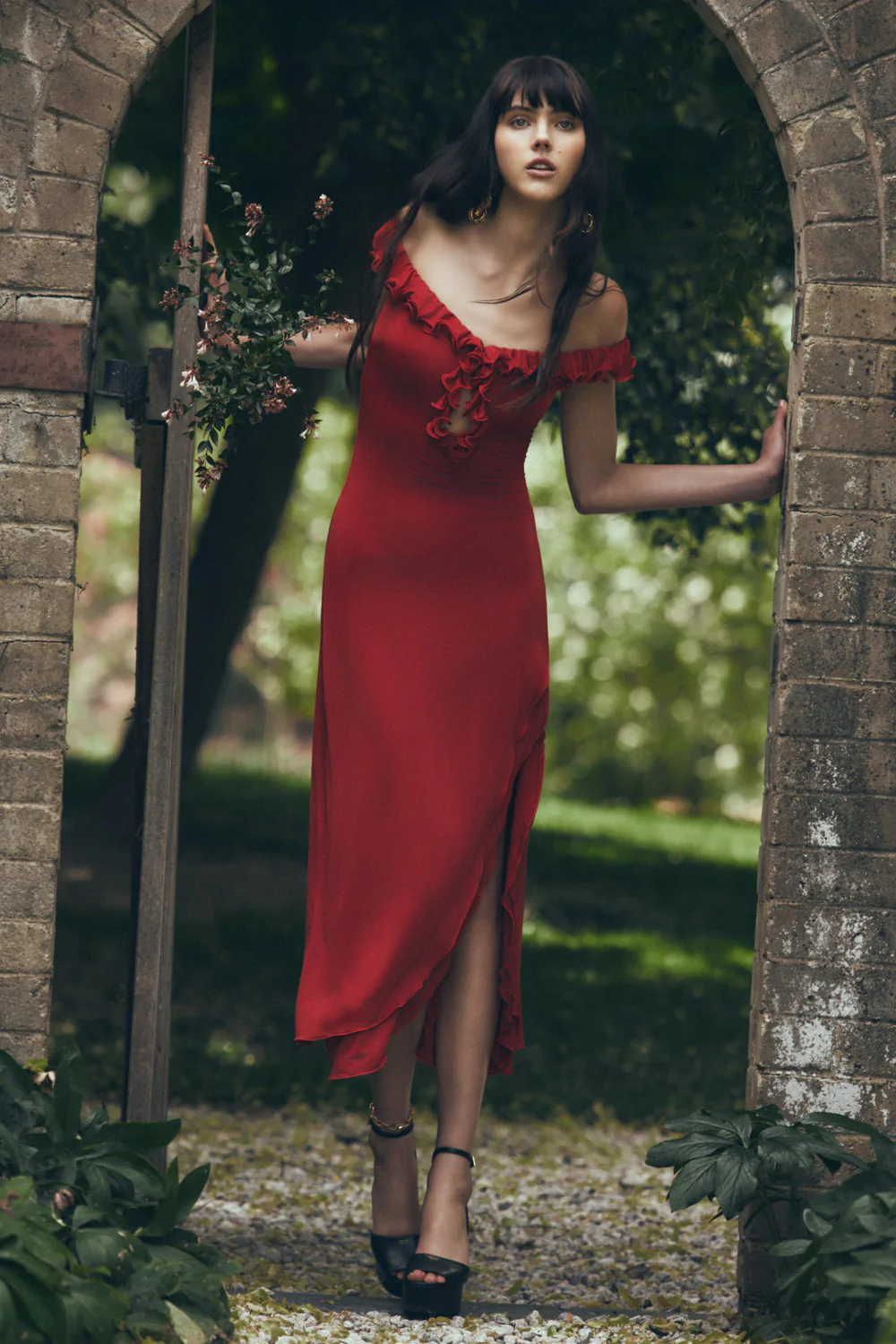 Allegra-Off-Shoulder-Ruffle-Midi-Dress-Ruby