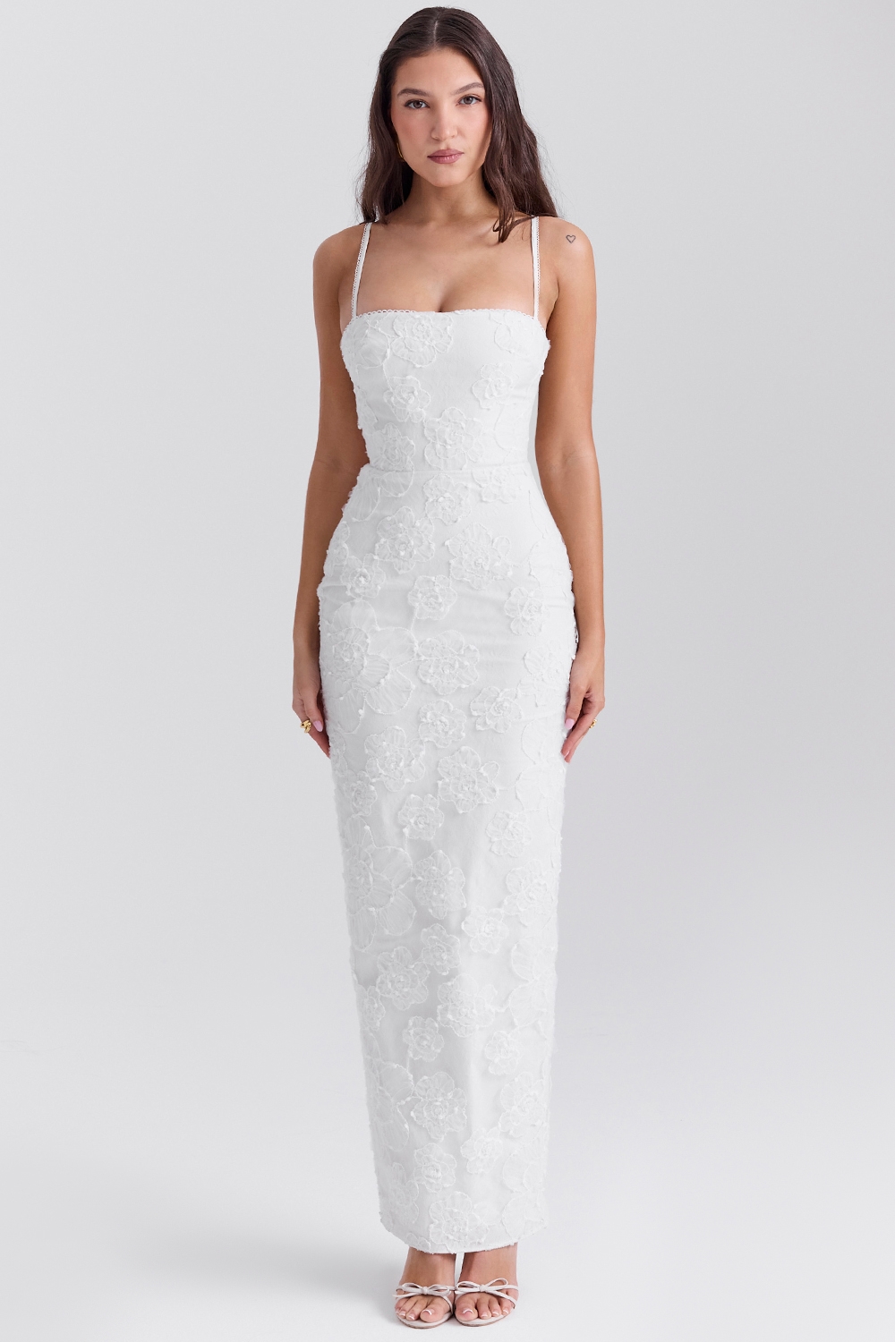 White Floral Lace Maxi Dress