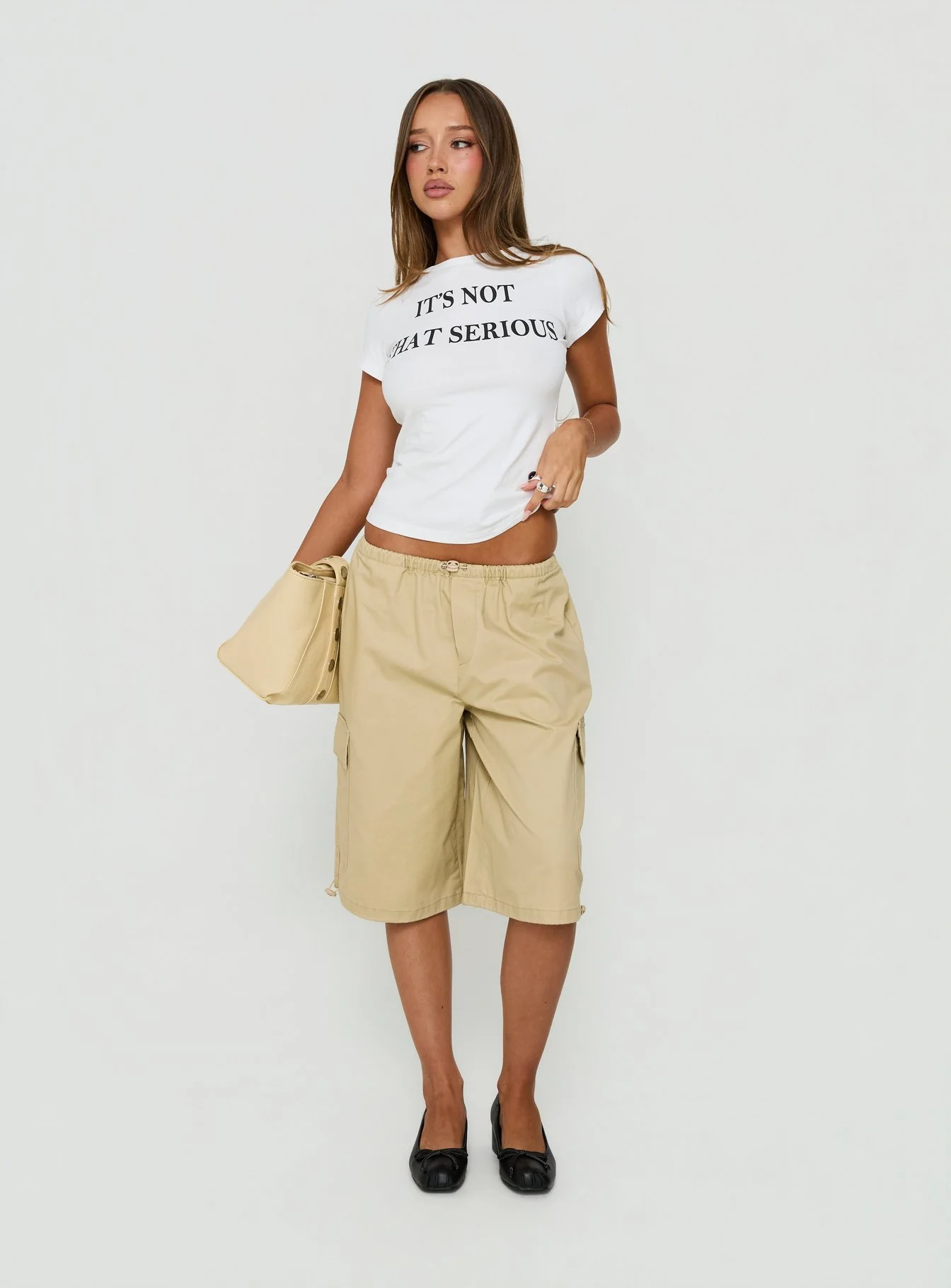 Allyza Baggy Cargo Shorts Stone