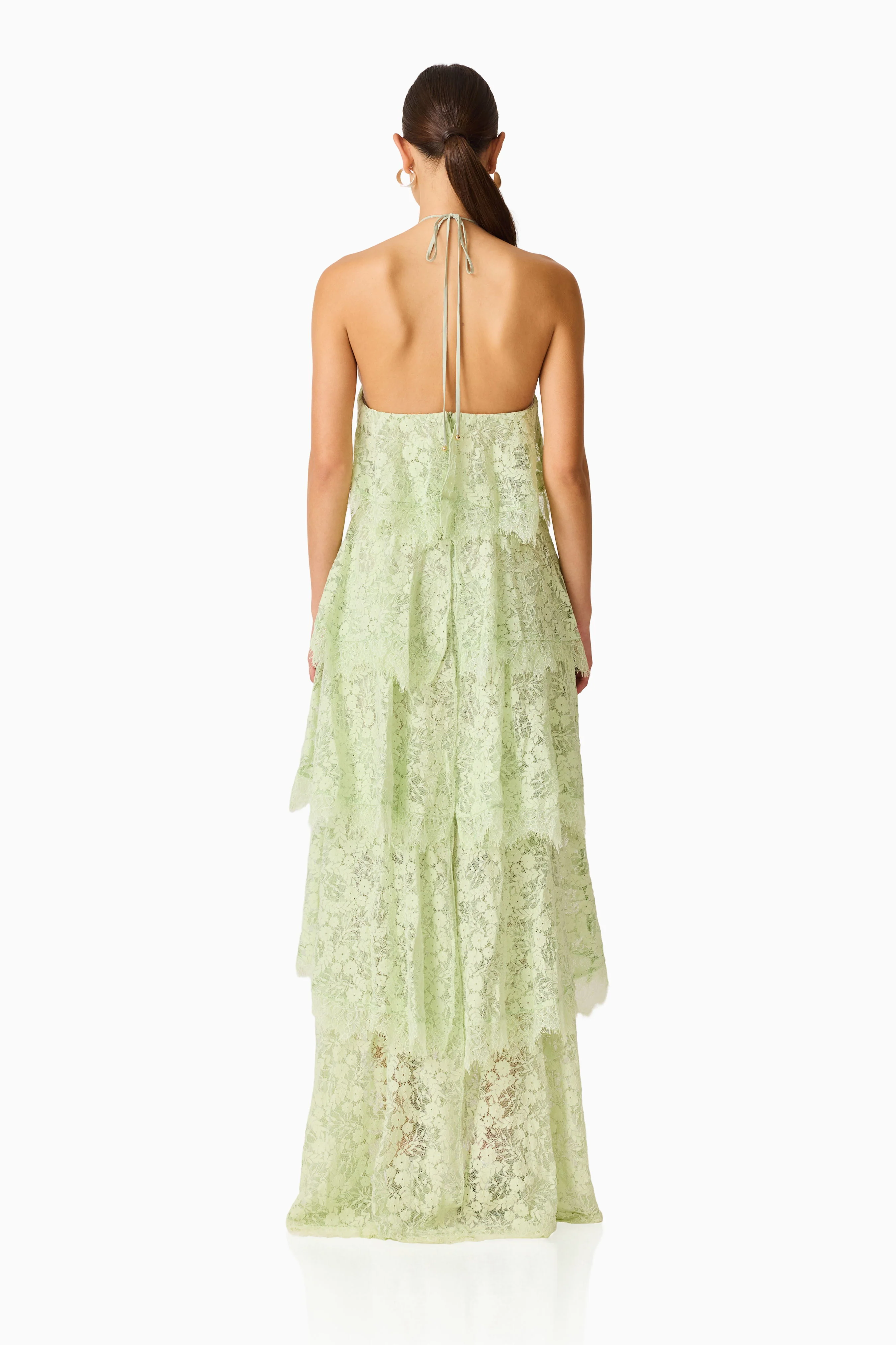 Evelin Lace Gown in Sage Green