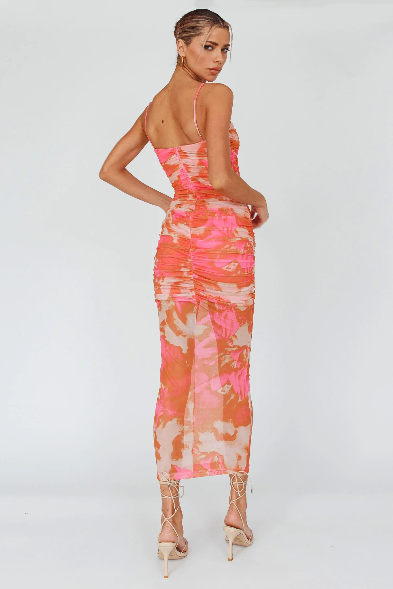 Logan Cami Strap Midi Dress Floral Pink