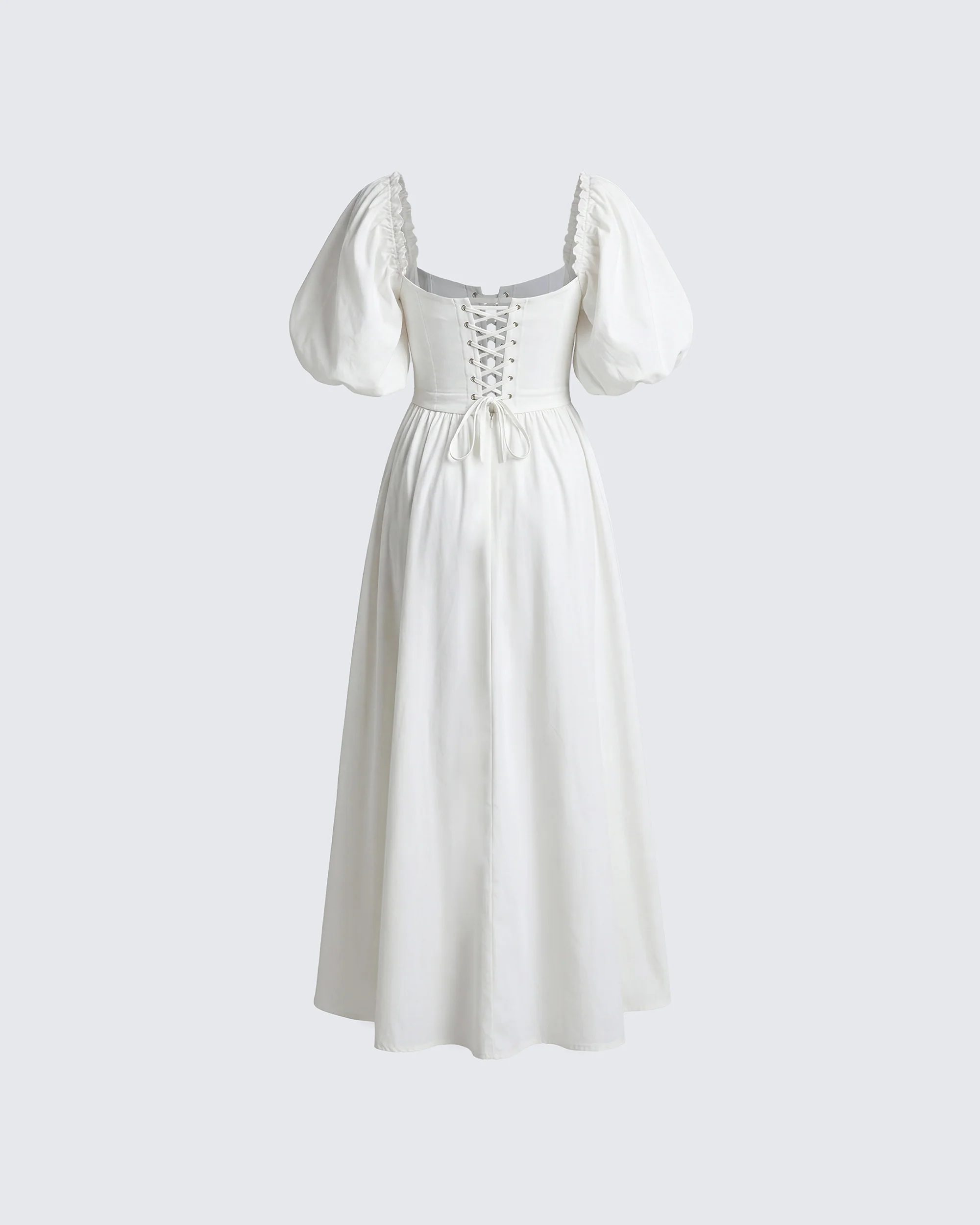 Fioni Ivory Lace Up Cotton Dress