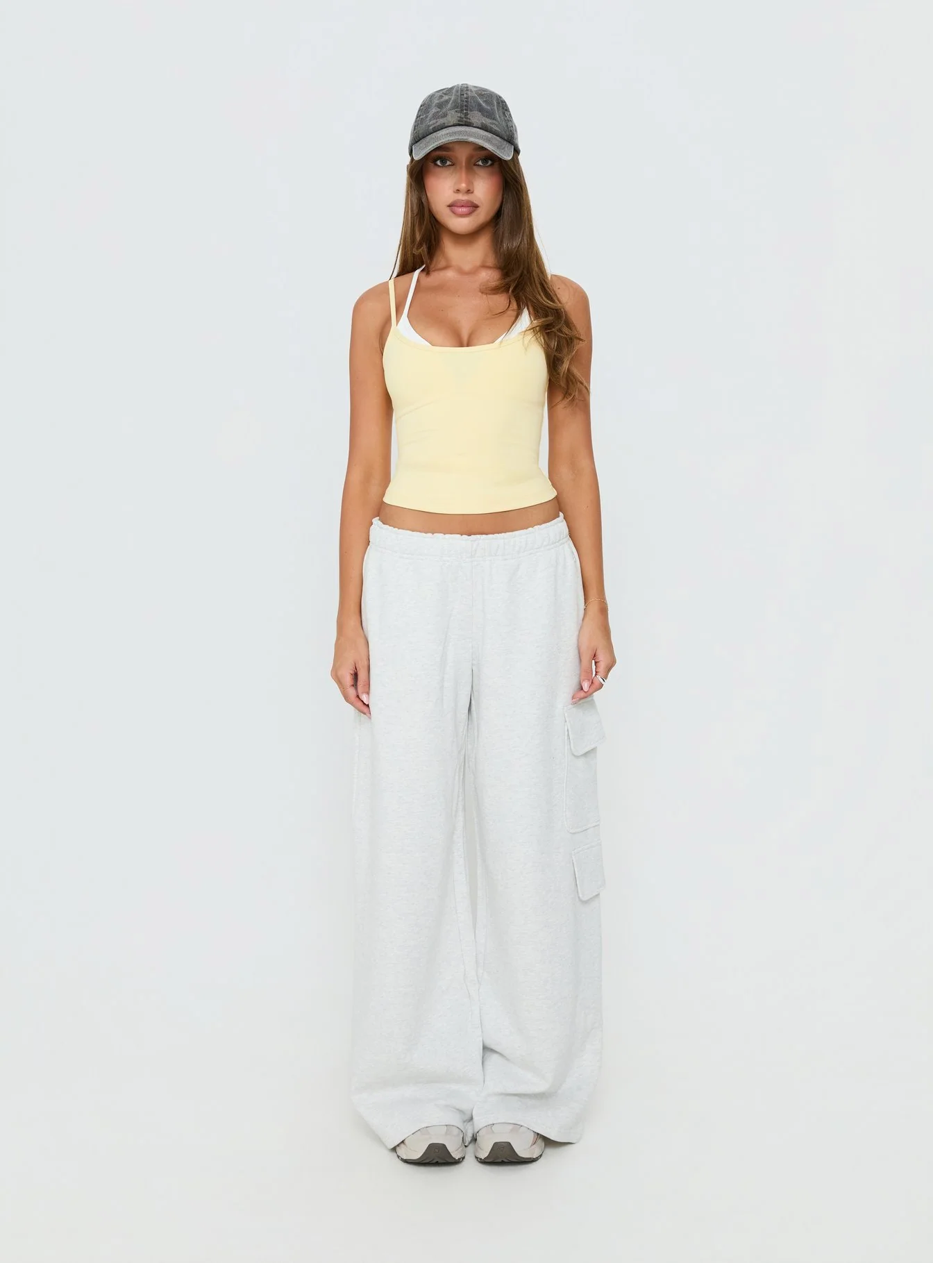 Ascend Layered Halter Tank Top Yellow / White