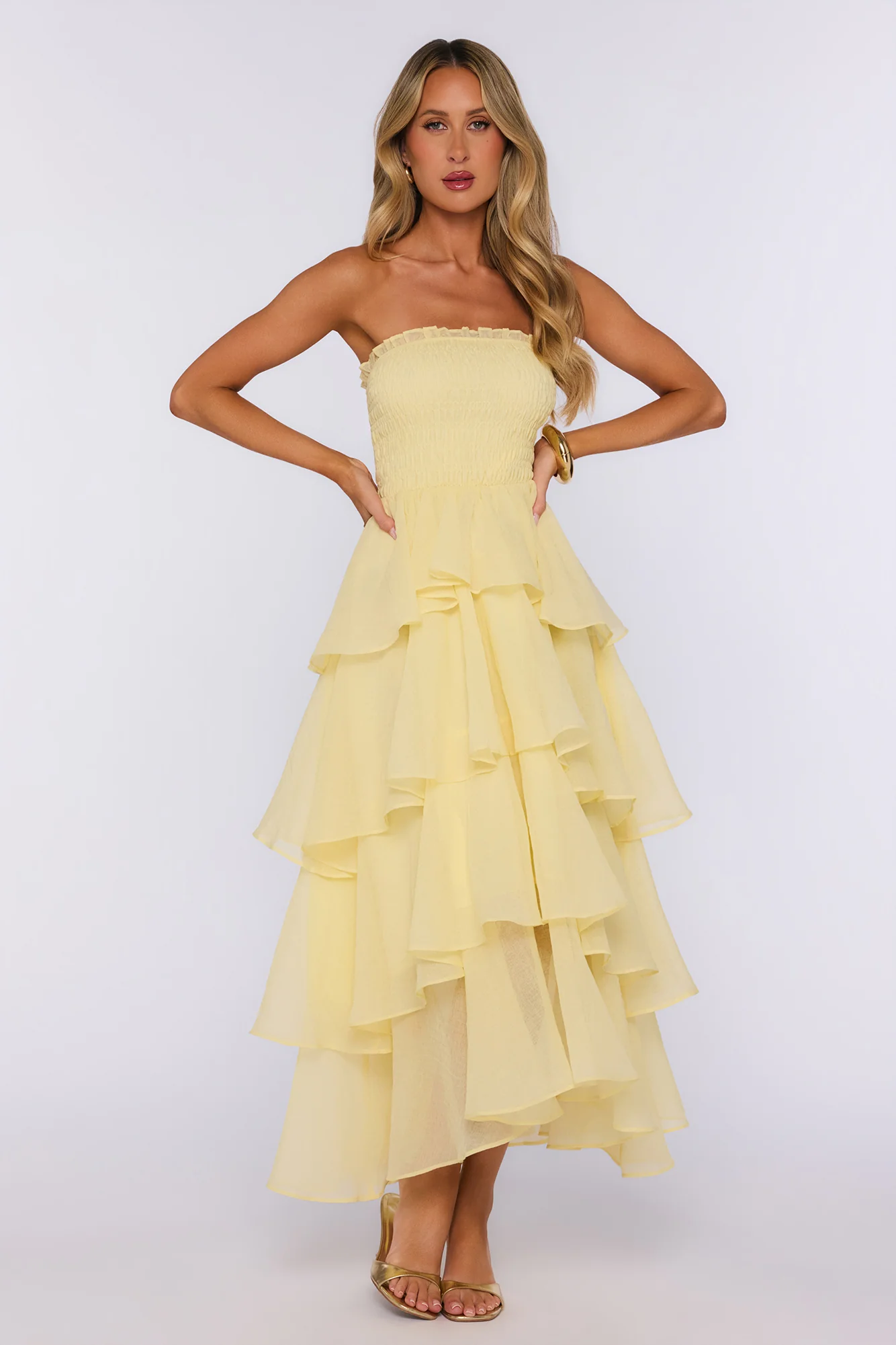 Dress The Part Strapless Maxi Dress Lemon