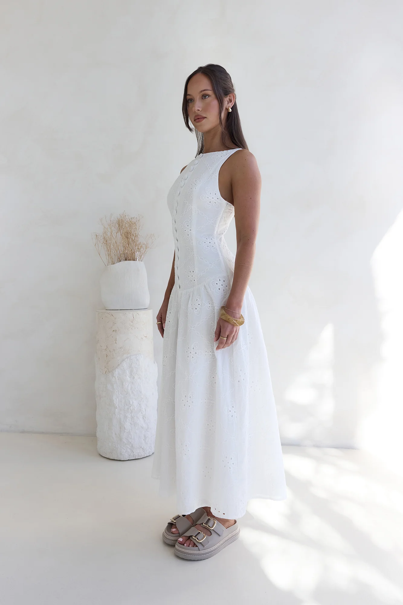 Jasmine Jewel Embroidered Maxi Dress White - luluinthesky
