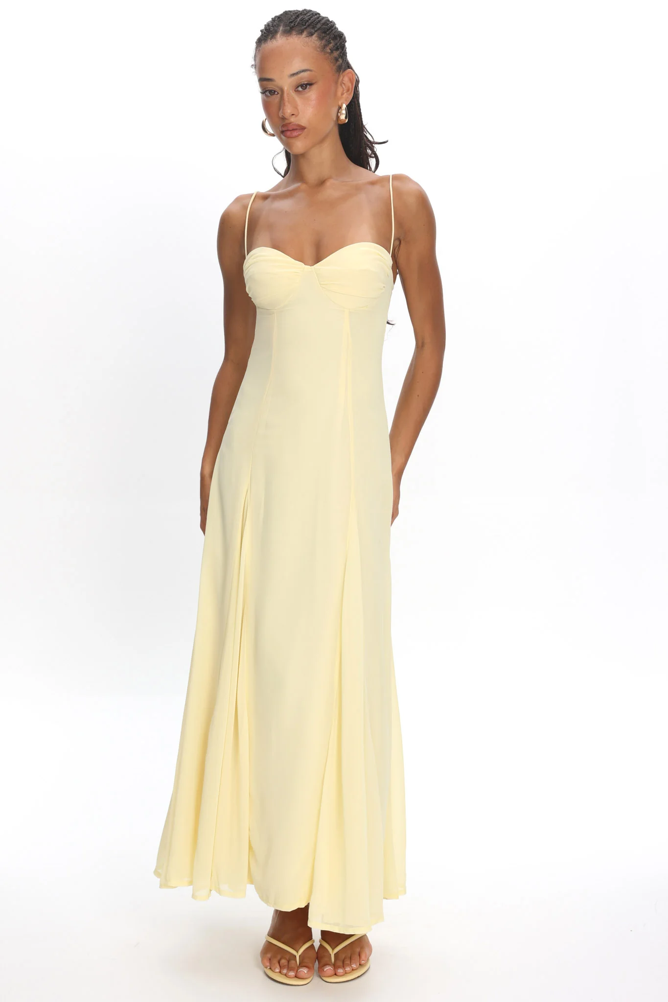 All Mine Godet Hem Maxi Dress Butter - luluinthesky