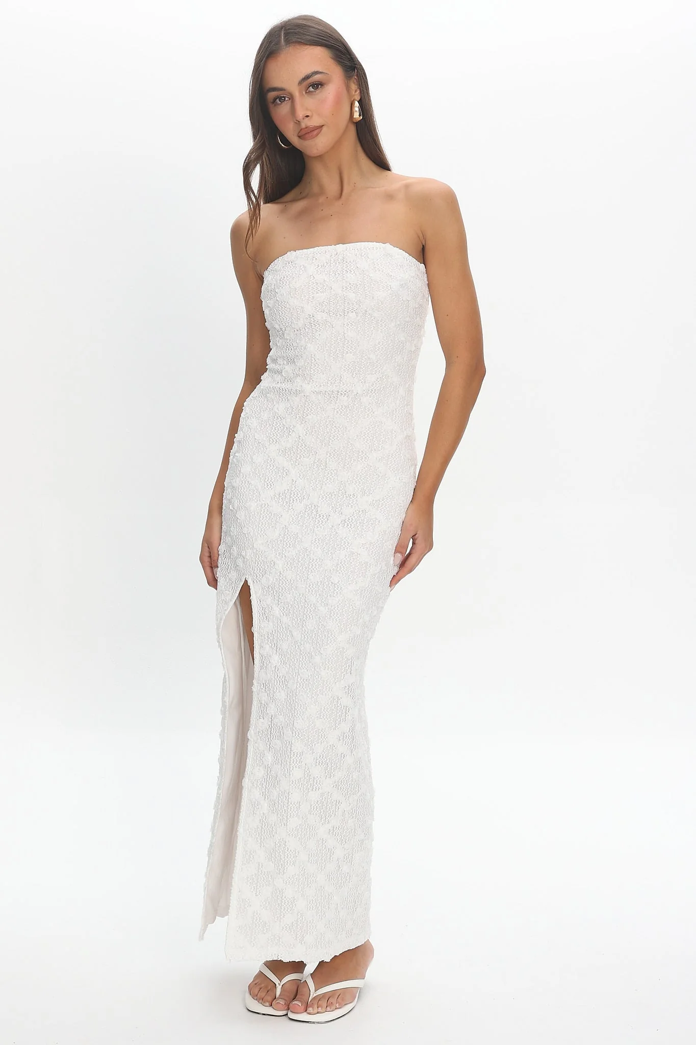 Sancia Front Split Maxi Dress White