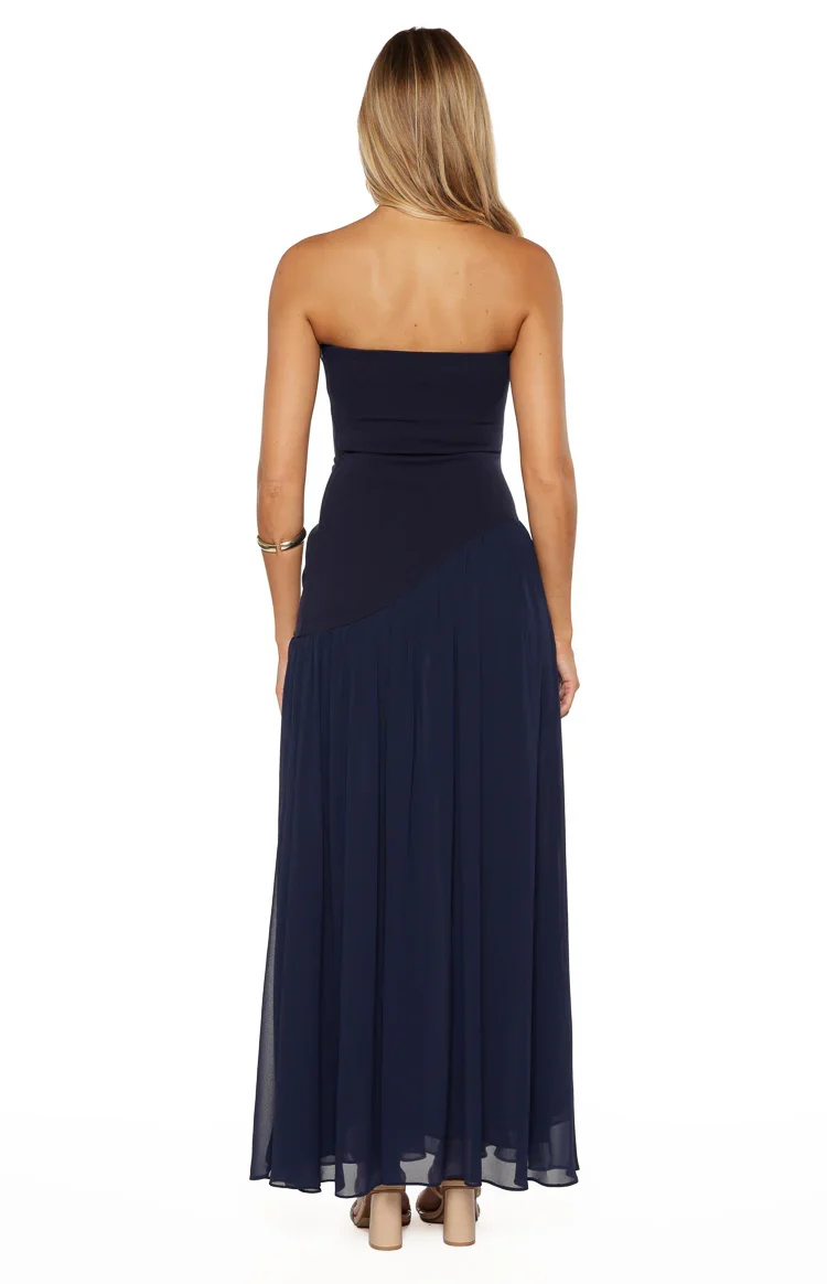Zelia Strapless Navy Maxi Dress