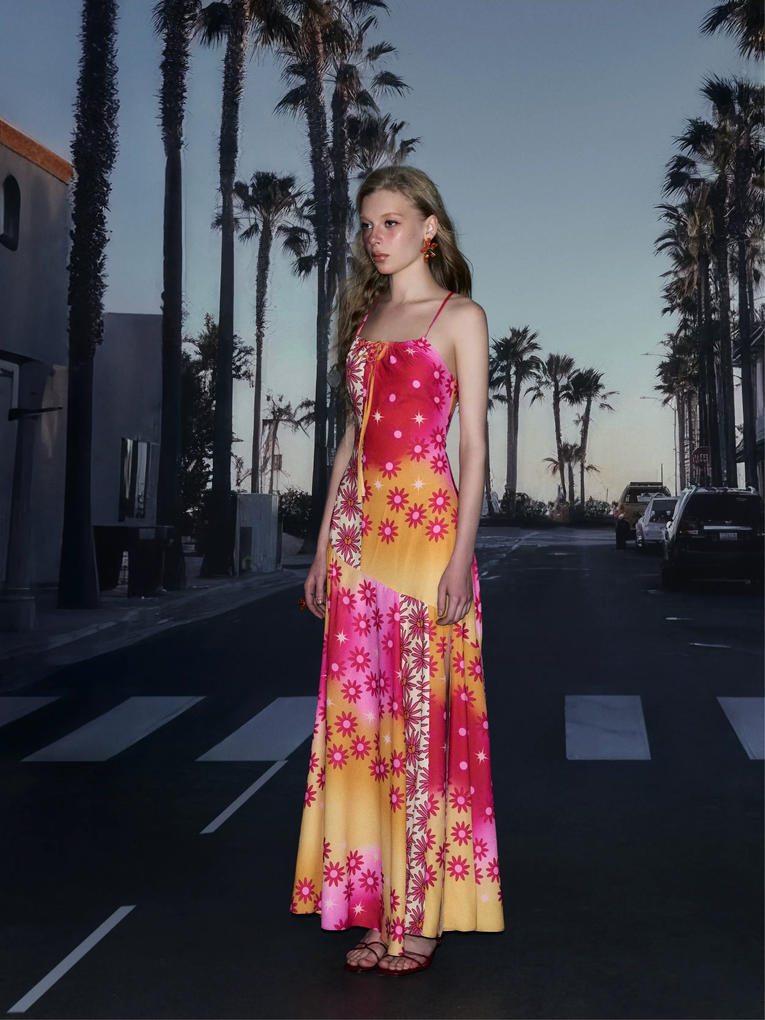 Printed Slit Maxi Dress