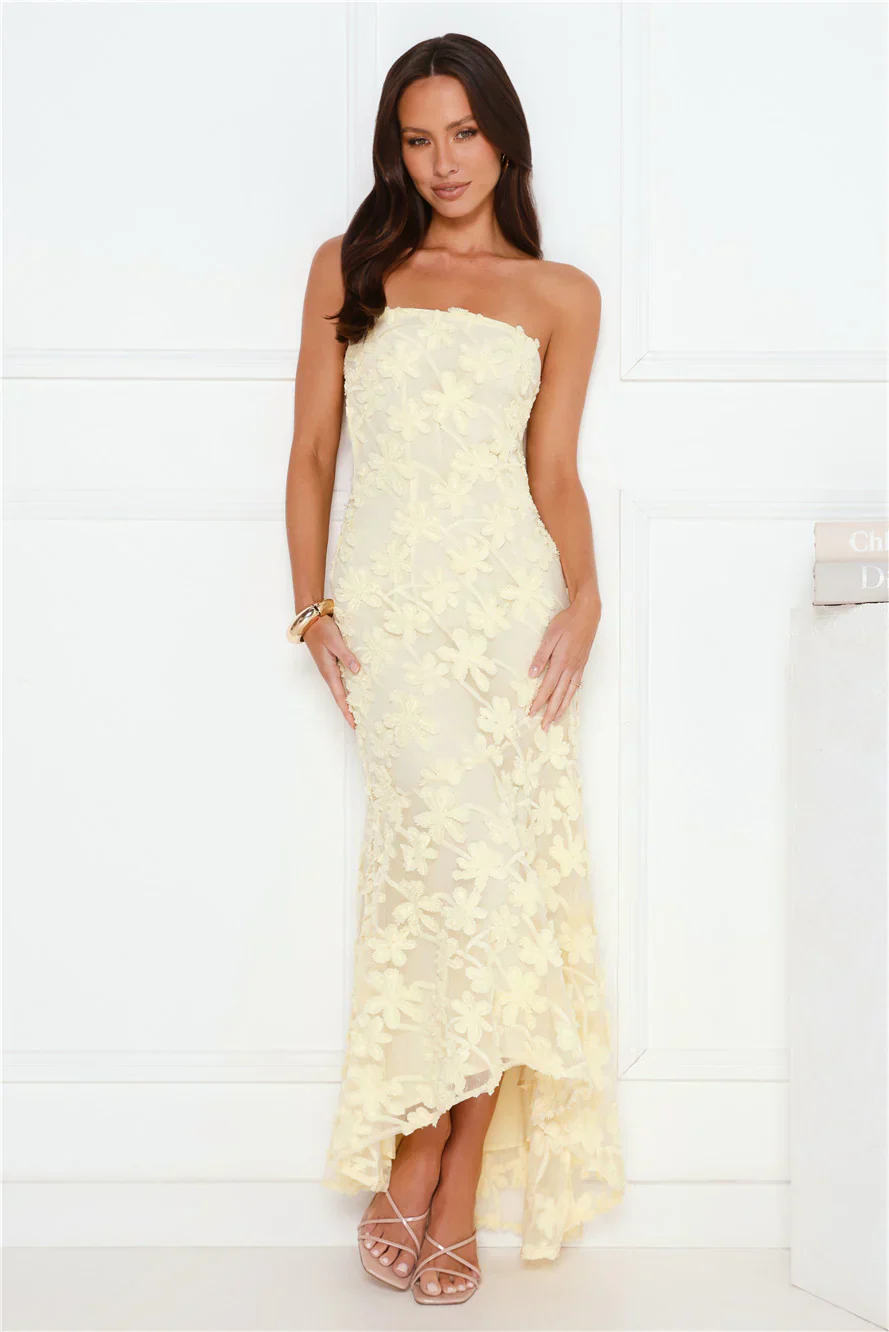 Urban Petal Strapless Maxi Dress Yellow