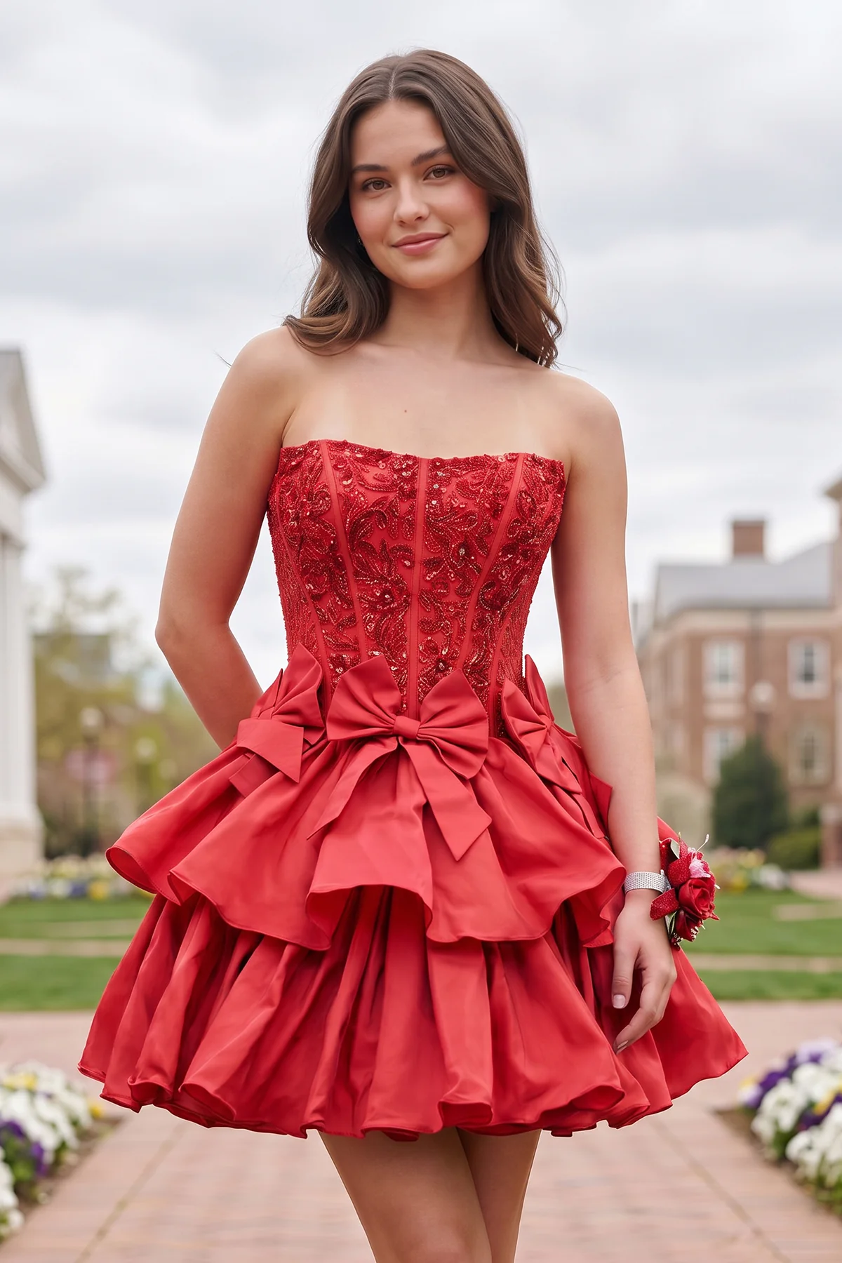Lime Green - Strapless Sequins A-Line Homecoming Dress With Bow