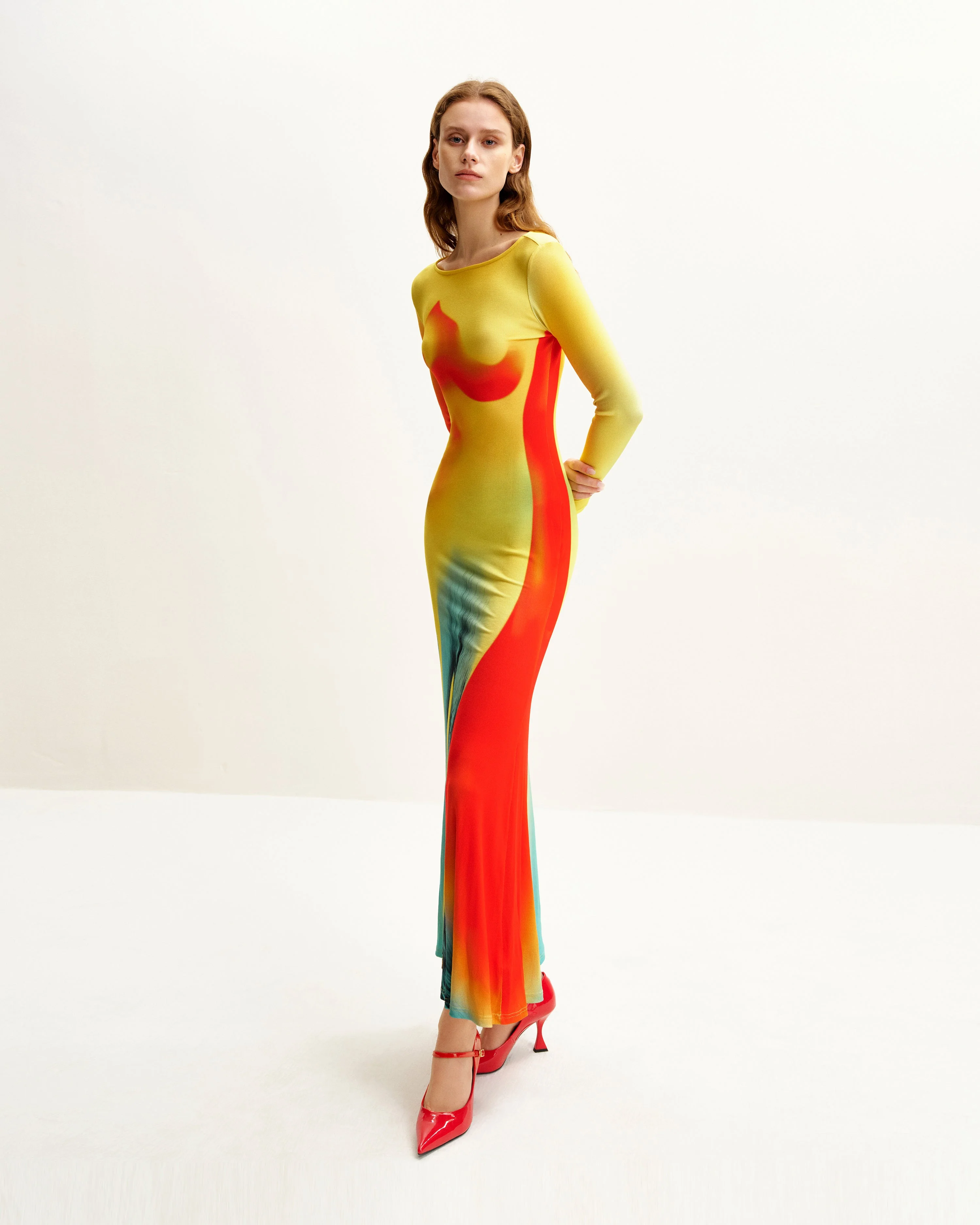Lily Illusion Print Dress - Multicolor - FASHION NOB