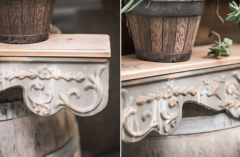 Distressed Tin Scroll Wall Shelf