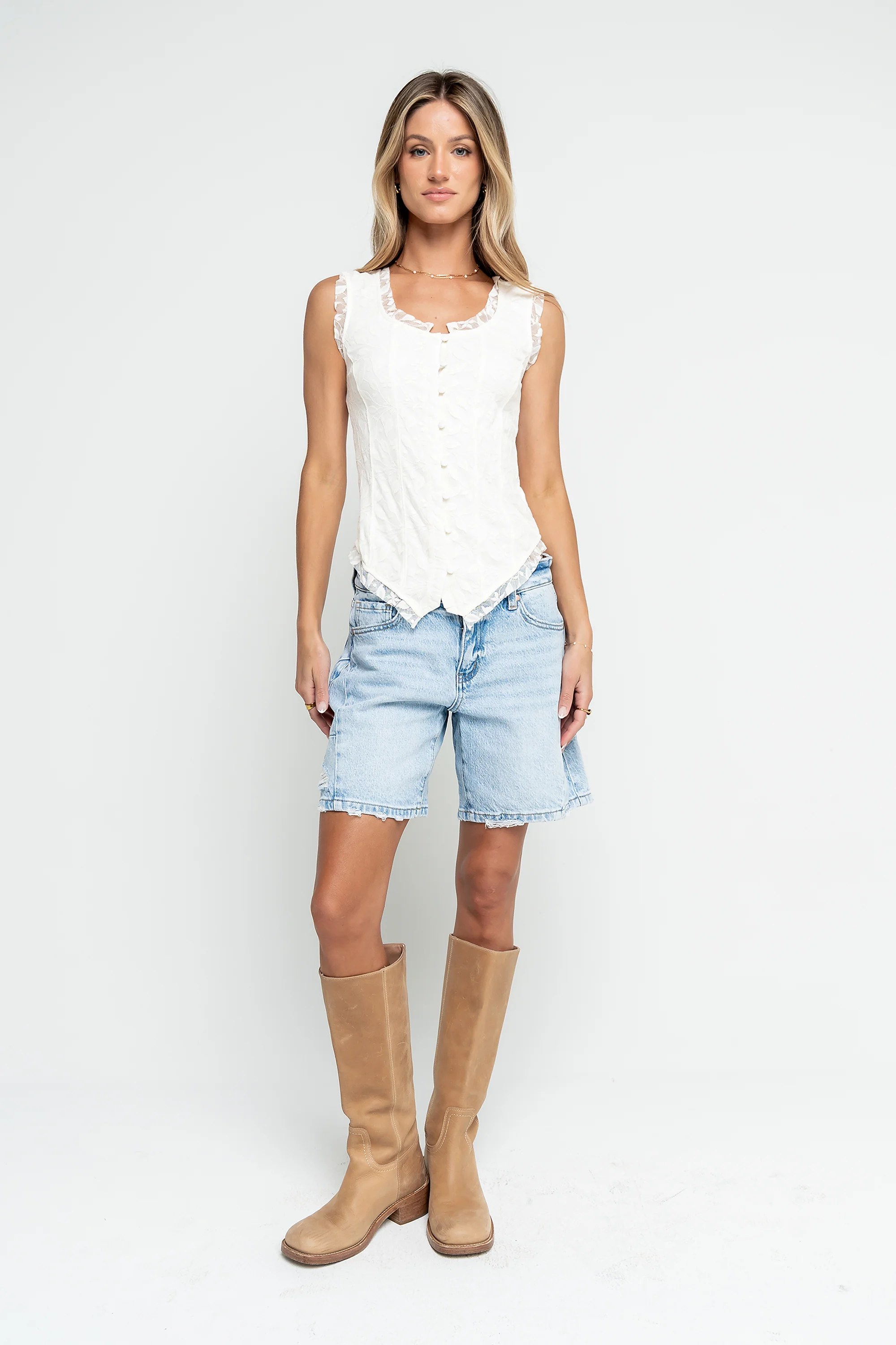 Haddie Lace Tank in Ivory - FINAL SALE