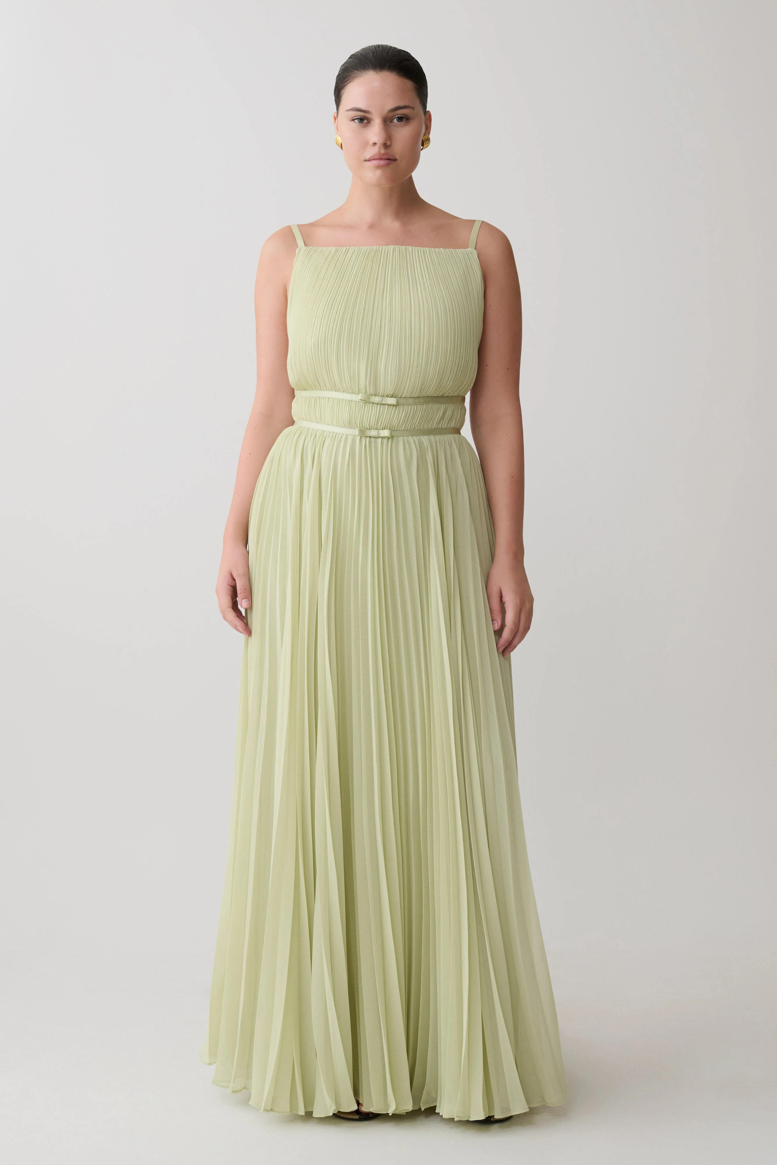 Clarisse Pleated Maxi Dress - Sage